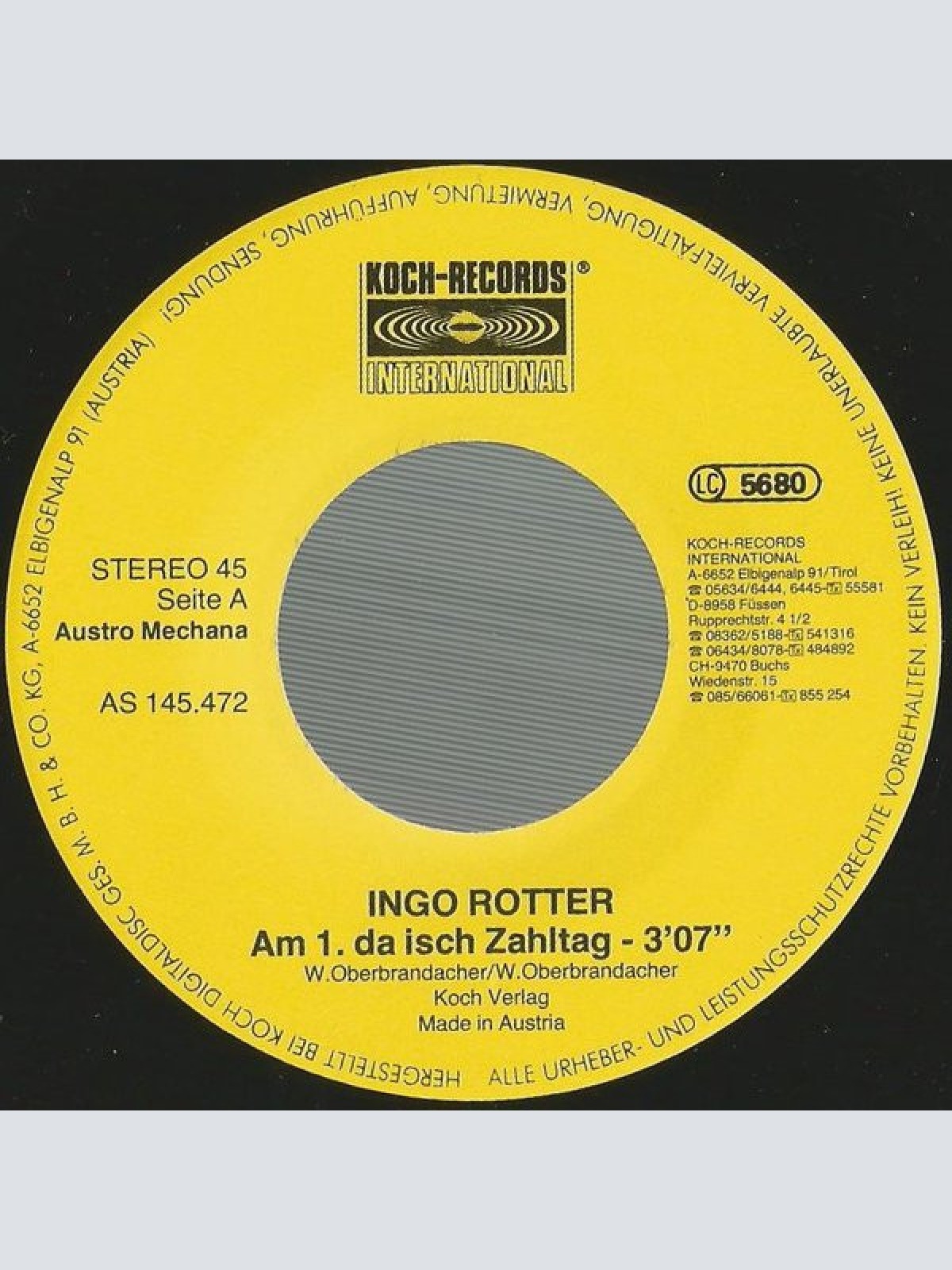 Vinyl / Ingo Rotter - Am 1. Da Isch Zahltag