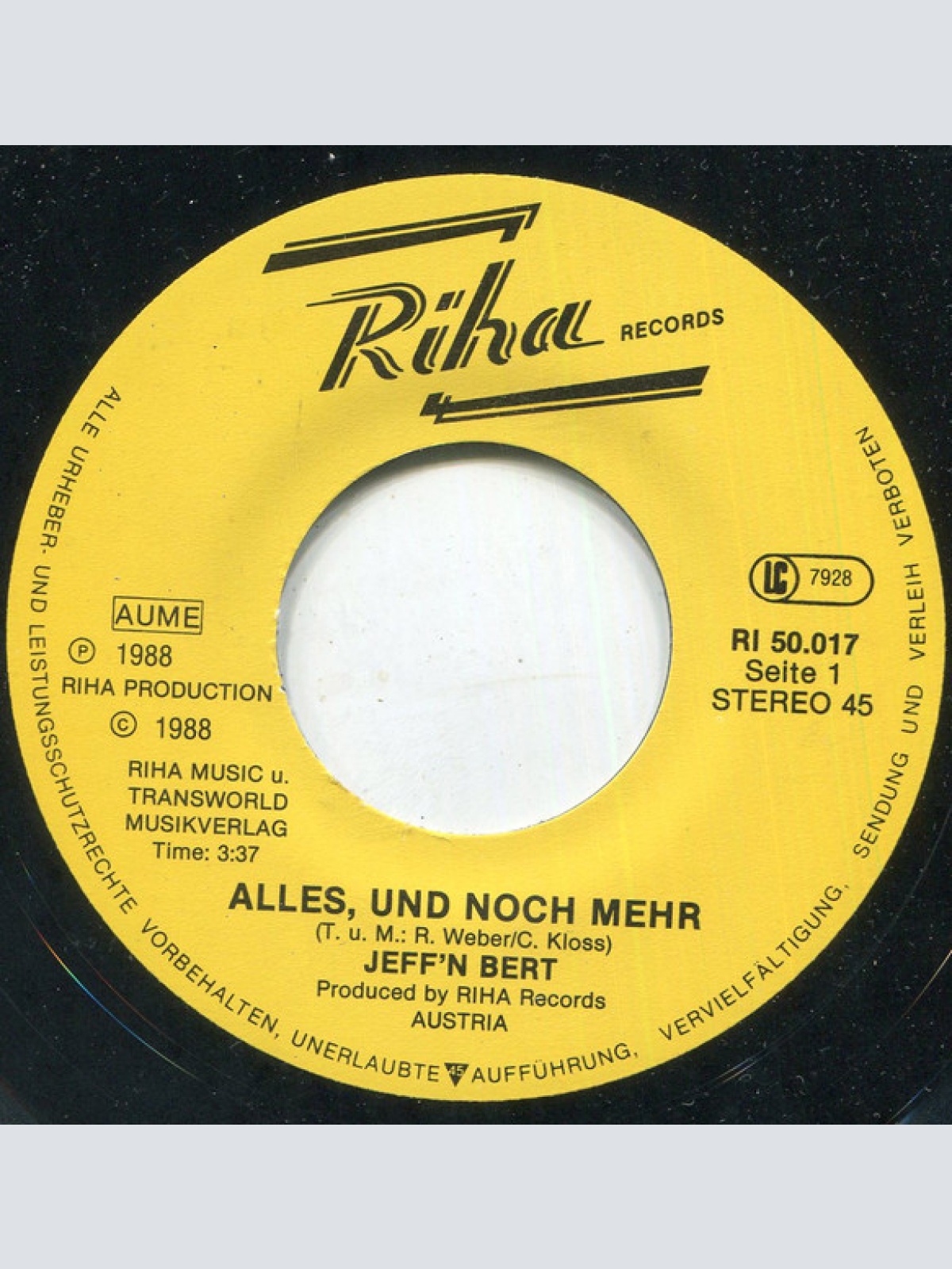 Vinyl / Jeff'N Bert - Alles, Und Noch Mehr