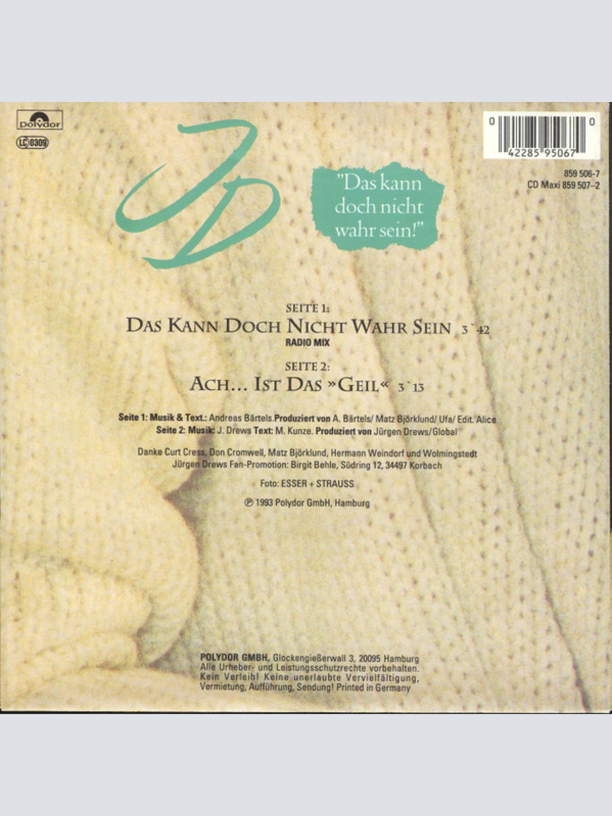 Vinyl / Jürgen Drews - Das Kann Doch Nicht Wahr Sein