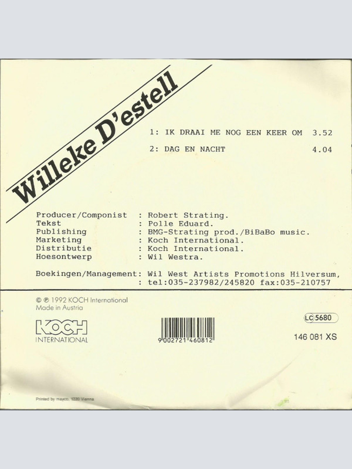 Vinyl / Willeke D'estell - Ik Draai Me Nog Een Keer Om