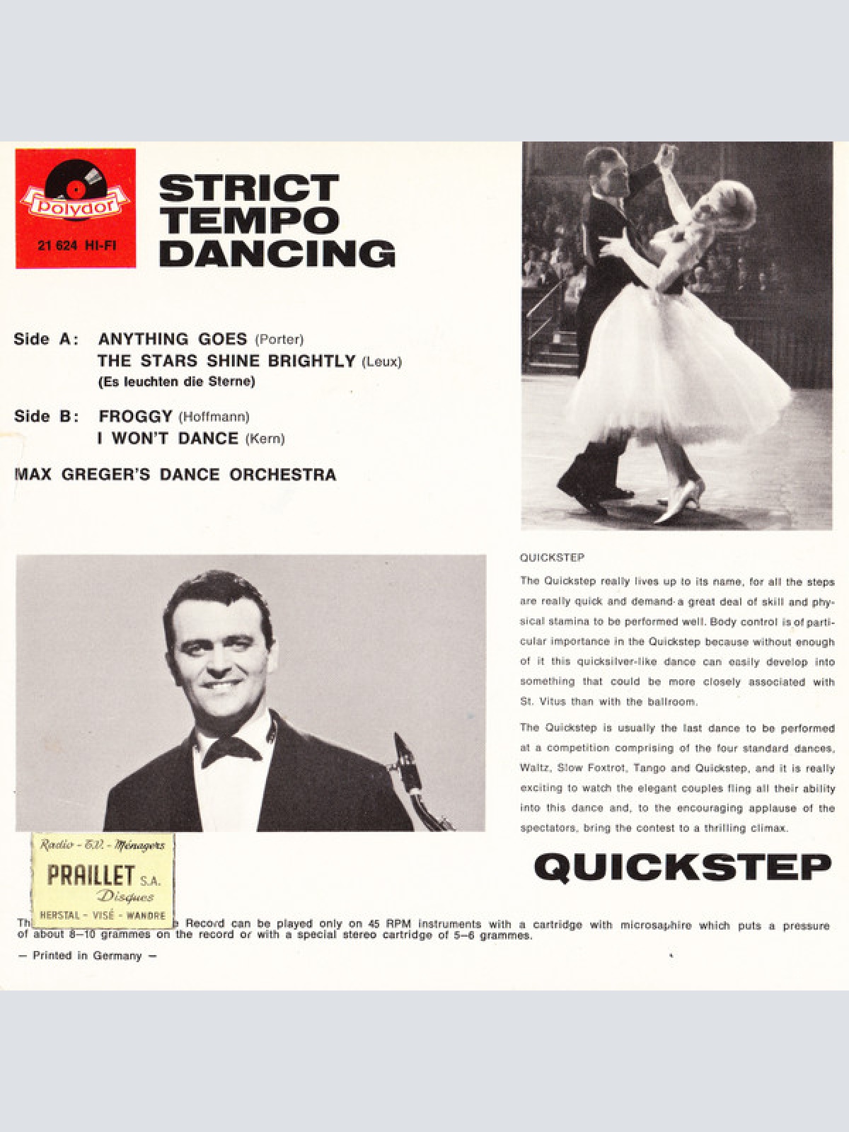 Vinyl / Max Greger's Dance Orchestra* - Strict Tempo Dancing: Quickstep
