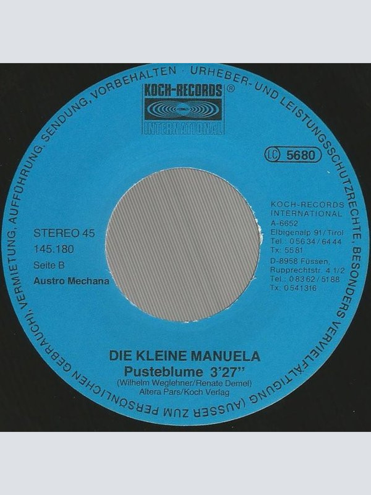 Vinyl / Die Kleine Manuela - Mein Püppchen Heißt Susanne
