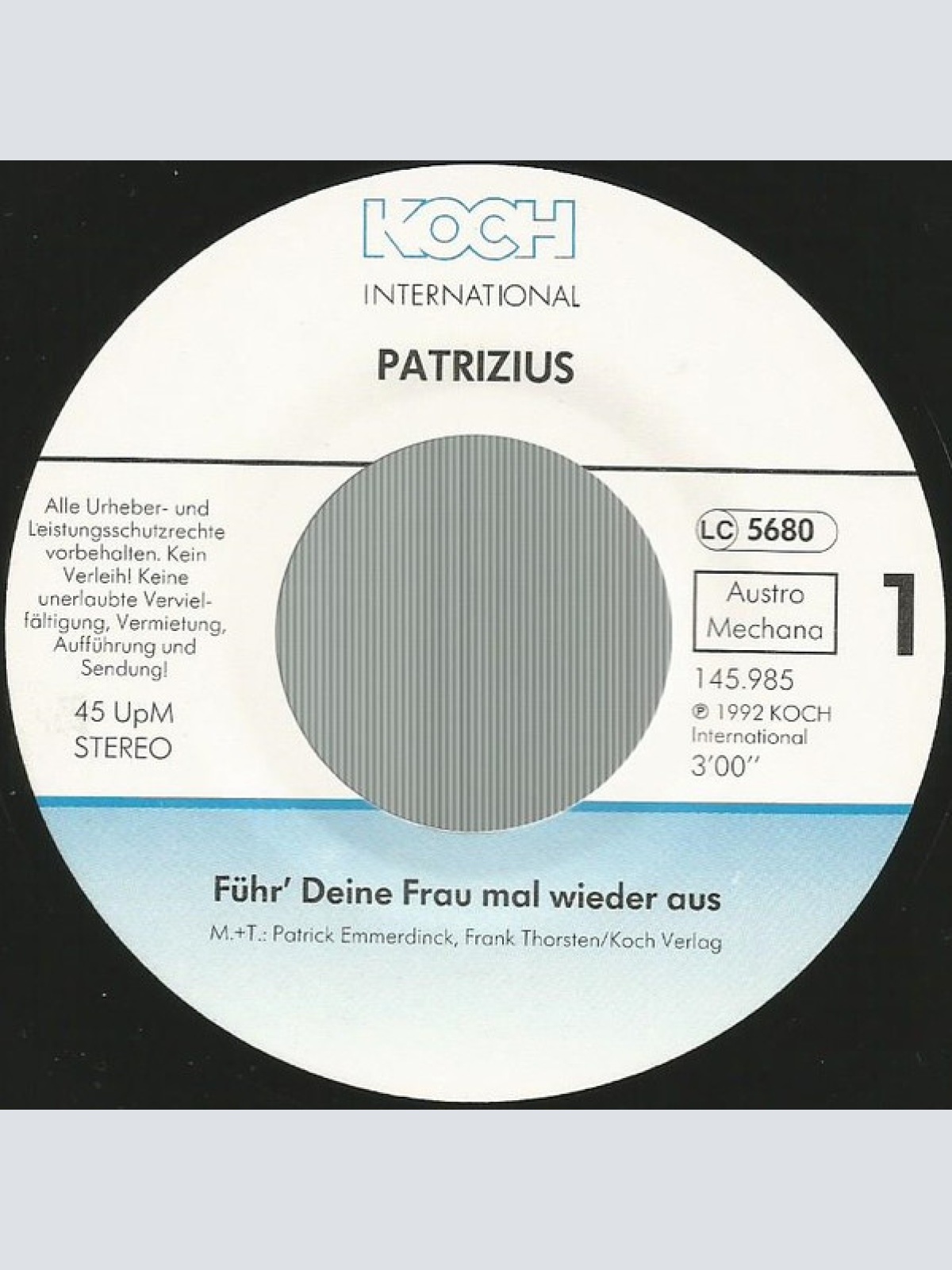 Vinyl / Patrizius - Führ' Deine Frau Mal Wieder Aus