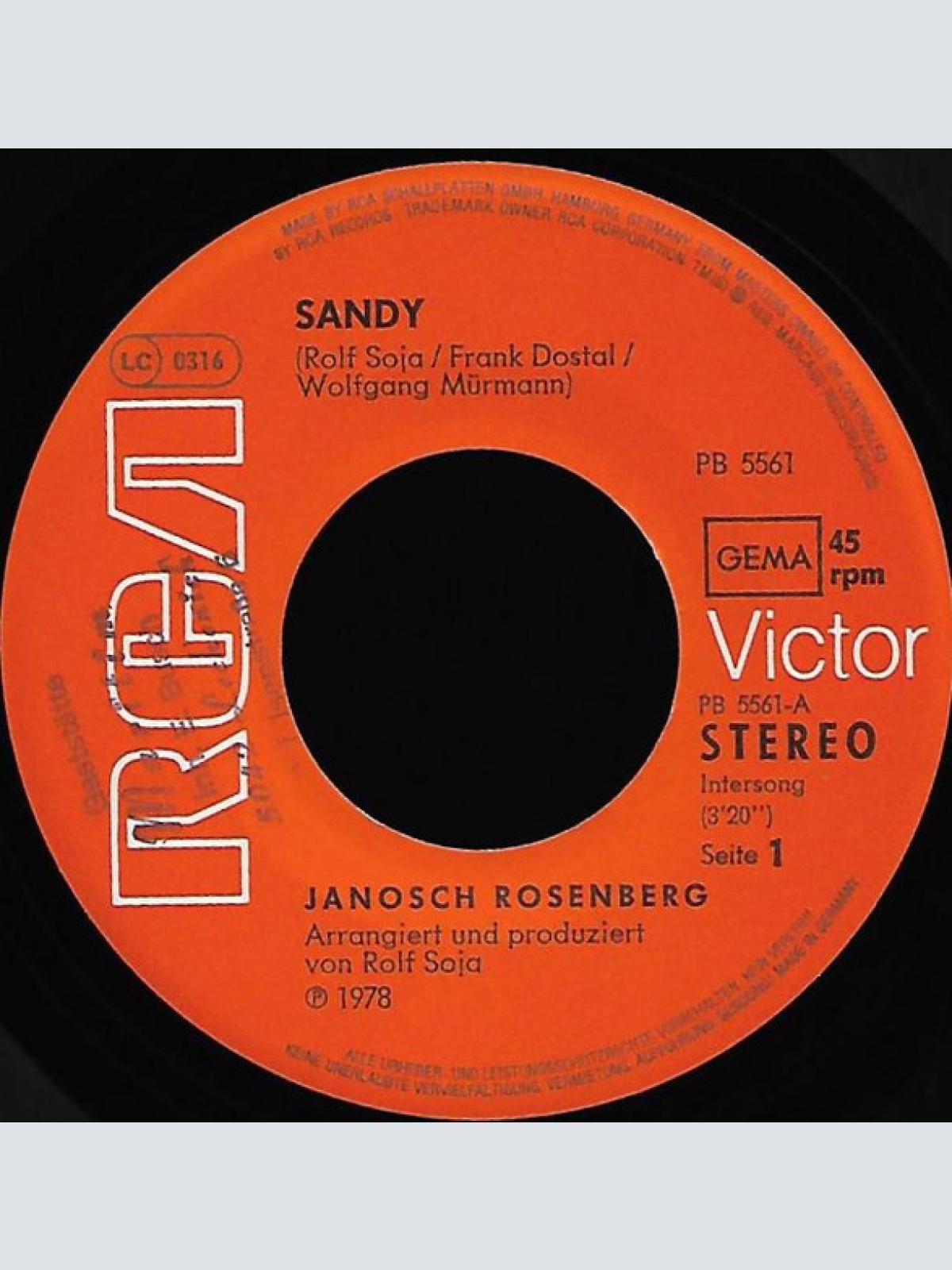 Vinyl / Janosch Rosenberg - Sandy / Meine Träume Waren Wie Sie