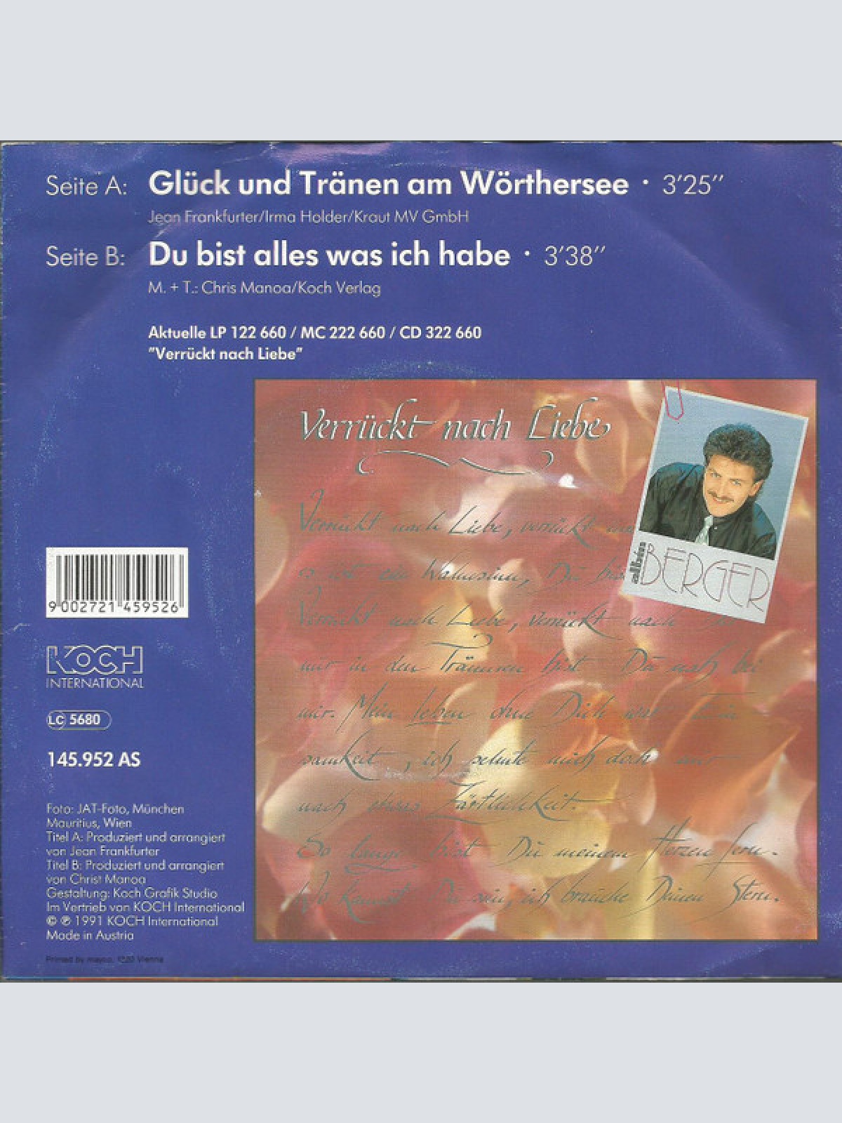 Vinyl / Albin Berger - Glück Und Tränen Am Wörthersee
