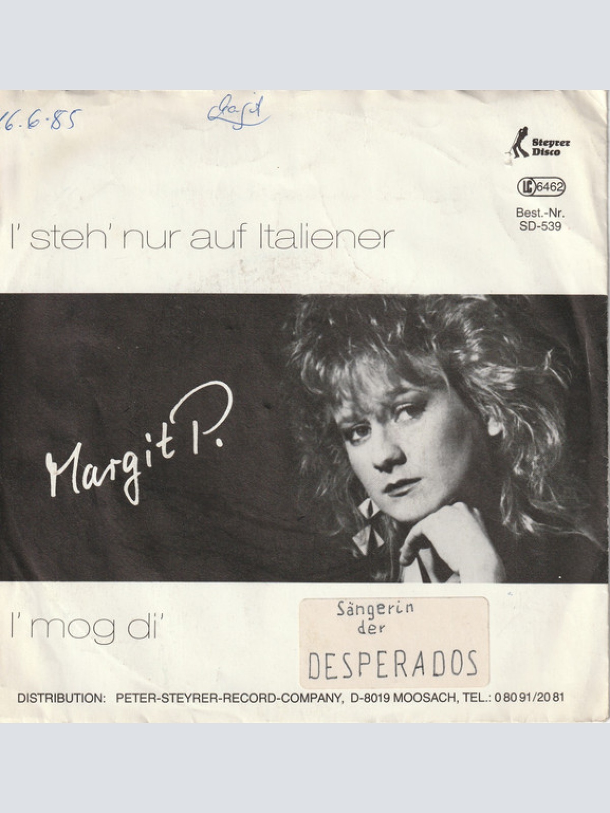 Vinyl / Margit P. - I' Steh' Nur Auf Italiener