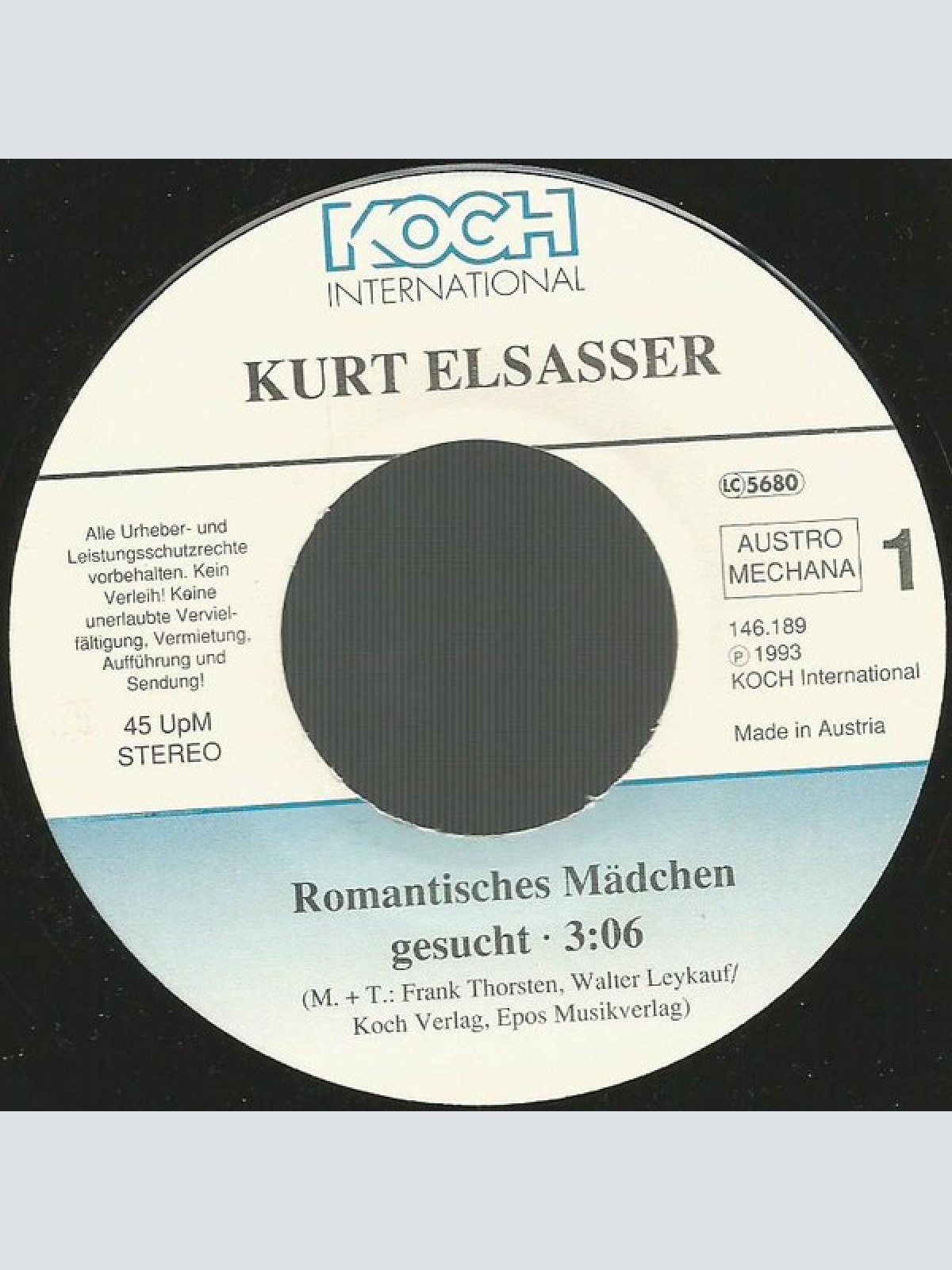 Vinyl / Kurt Elsasser - Romantisches Mädchen Gesucht