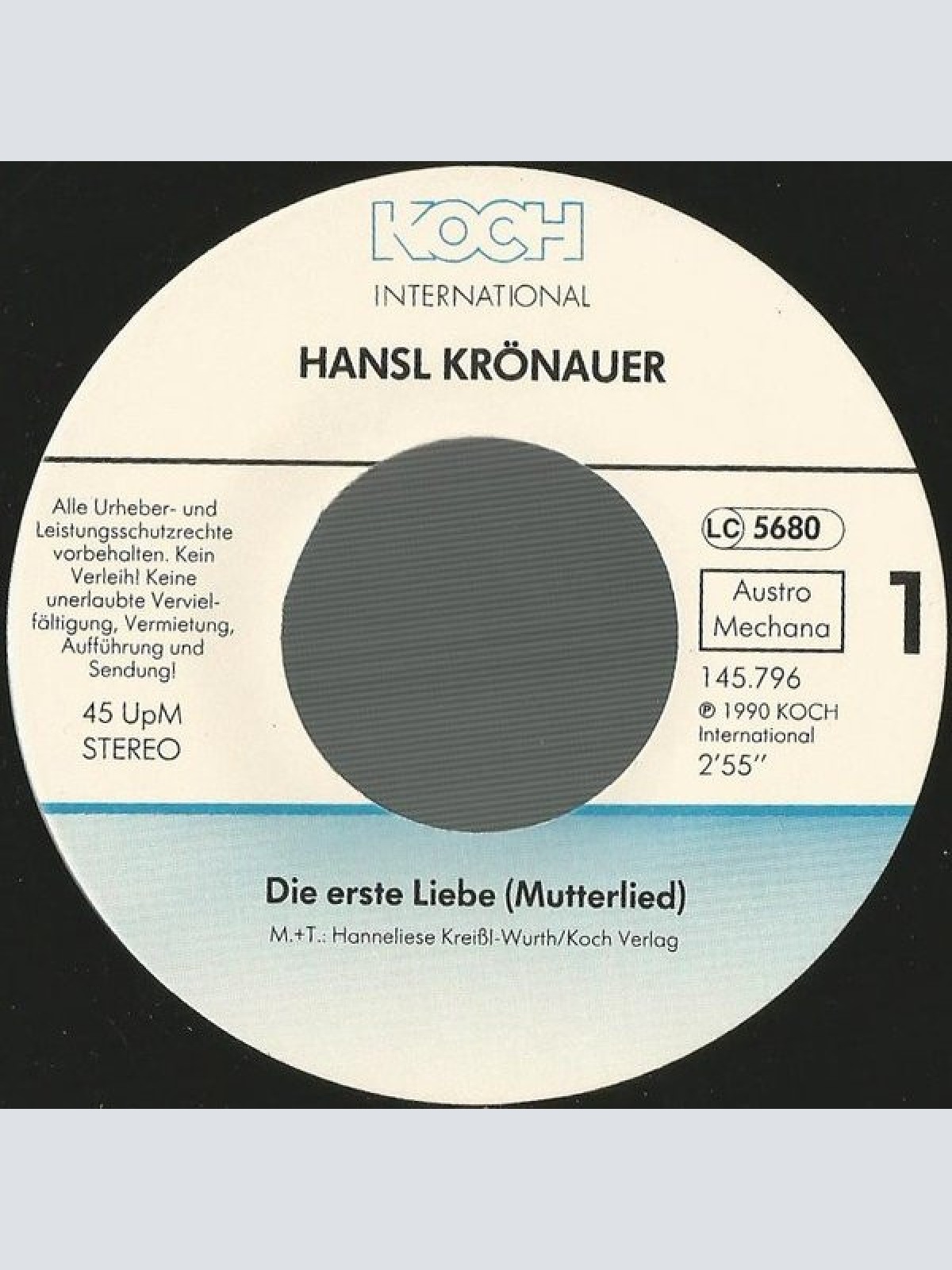Vinyl / Hansl Krönauer - Die Erste Liebe (Mutterlied)