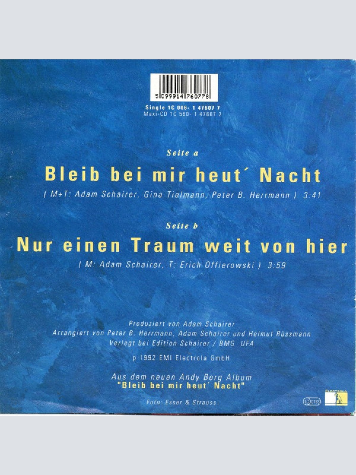 Vinyl / Andy Borg - Bleib Bei Mir Heut Nacht