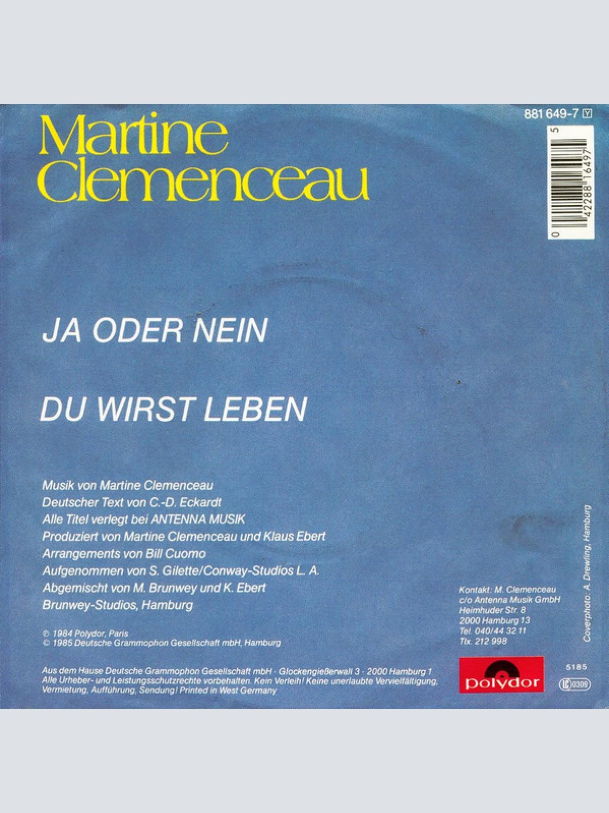 Vinyl / Martine Clemenceau* - Ja Oder Nein
