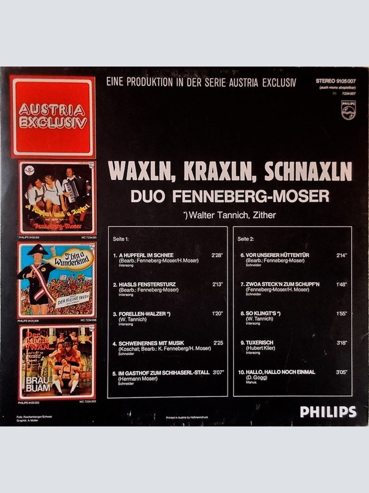 Vinyl / Fenneberg-Moser* - Schihütten-Zauber Mit Fenneberg-Moser - Waxln-Kraxln-Schnaxln