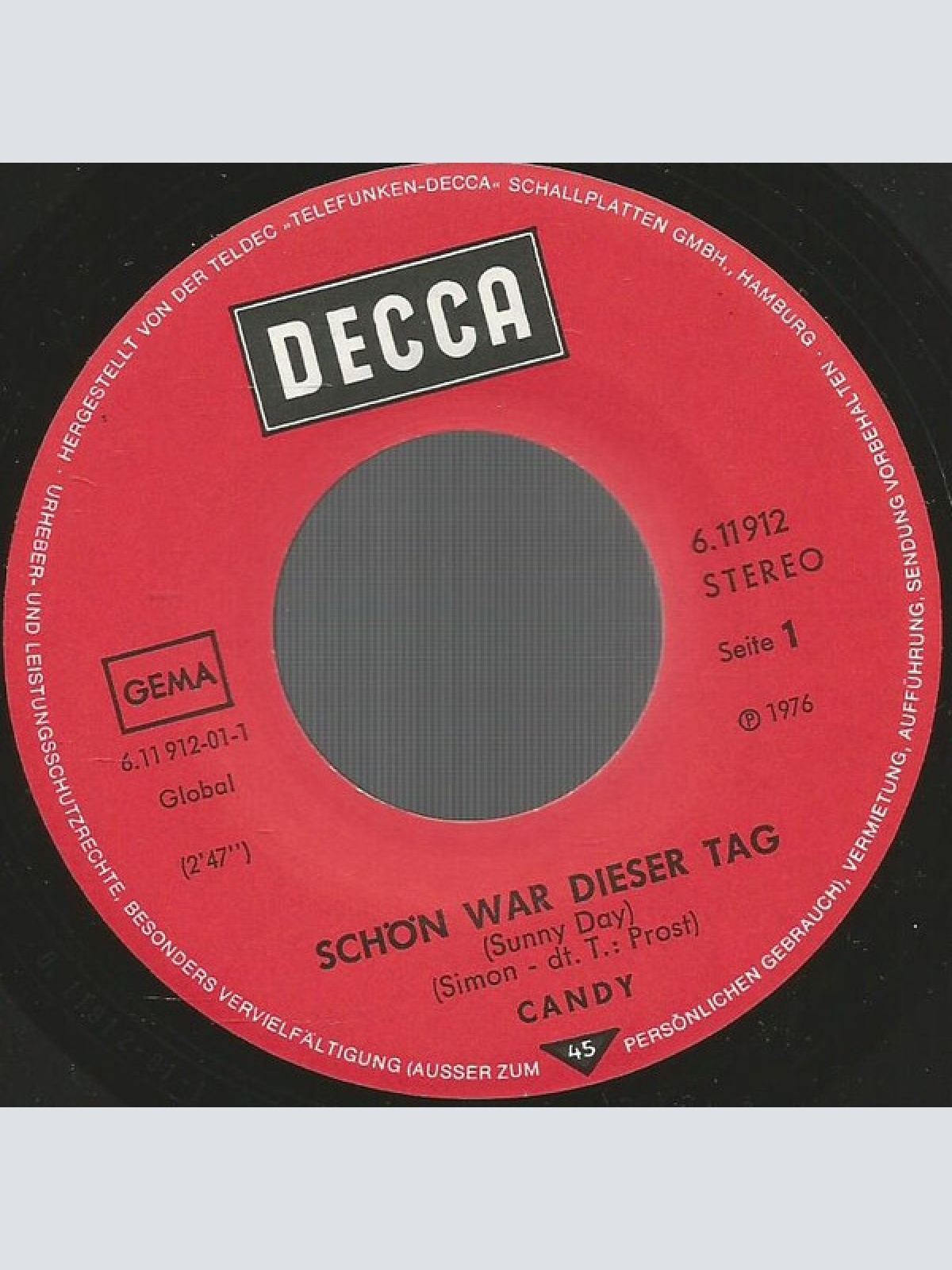 Vinyl / Candy (45) - Schön War Dieser Tag