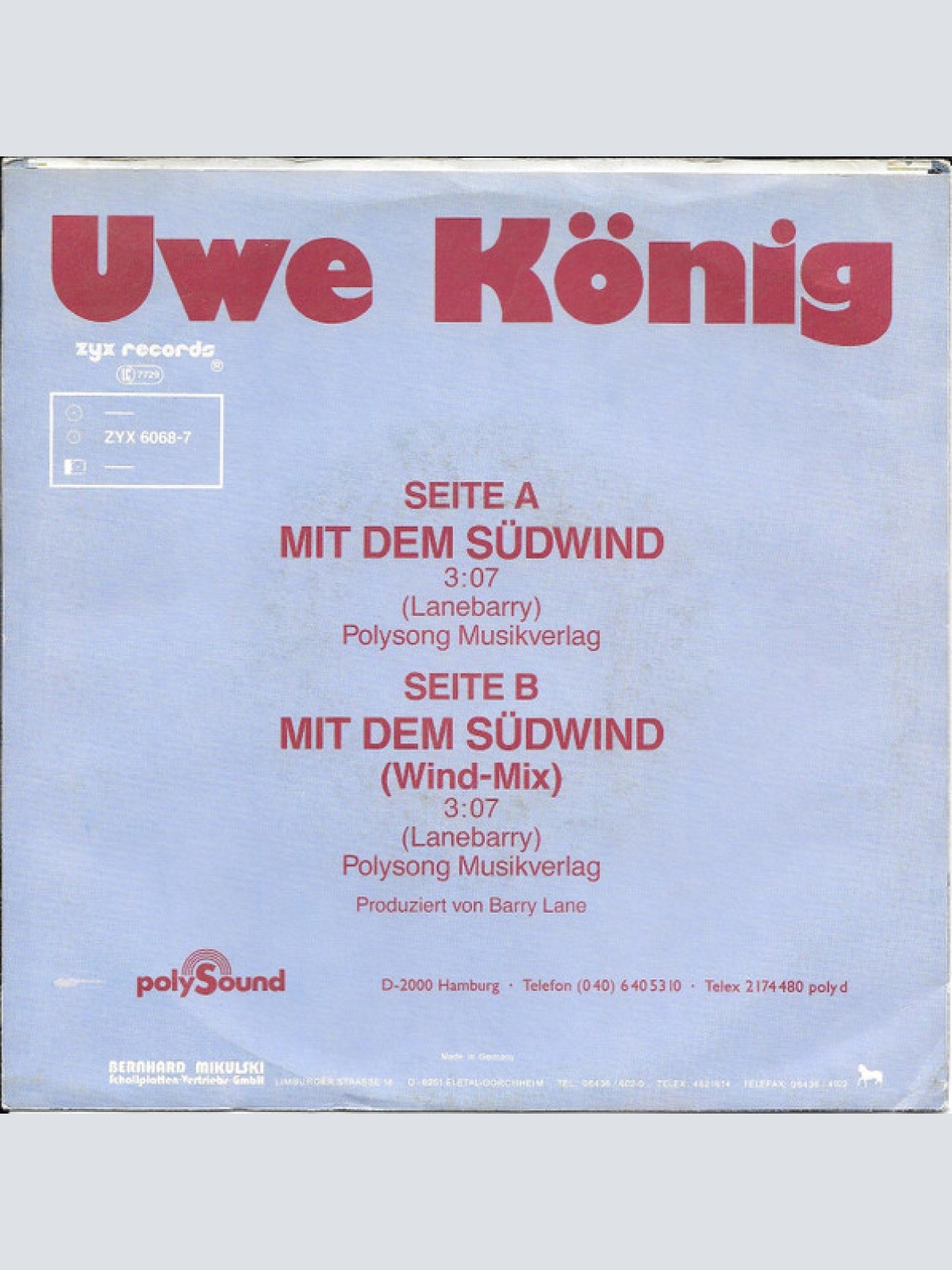 Vinyl / Uwe König - Mit Dem Südwind