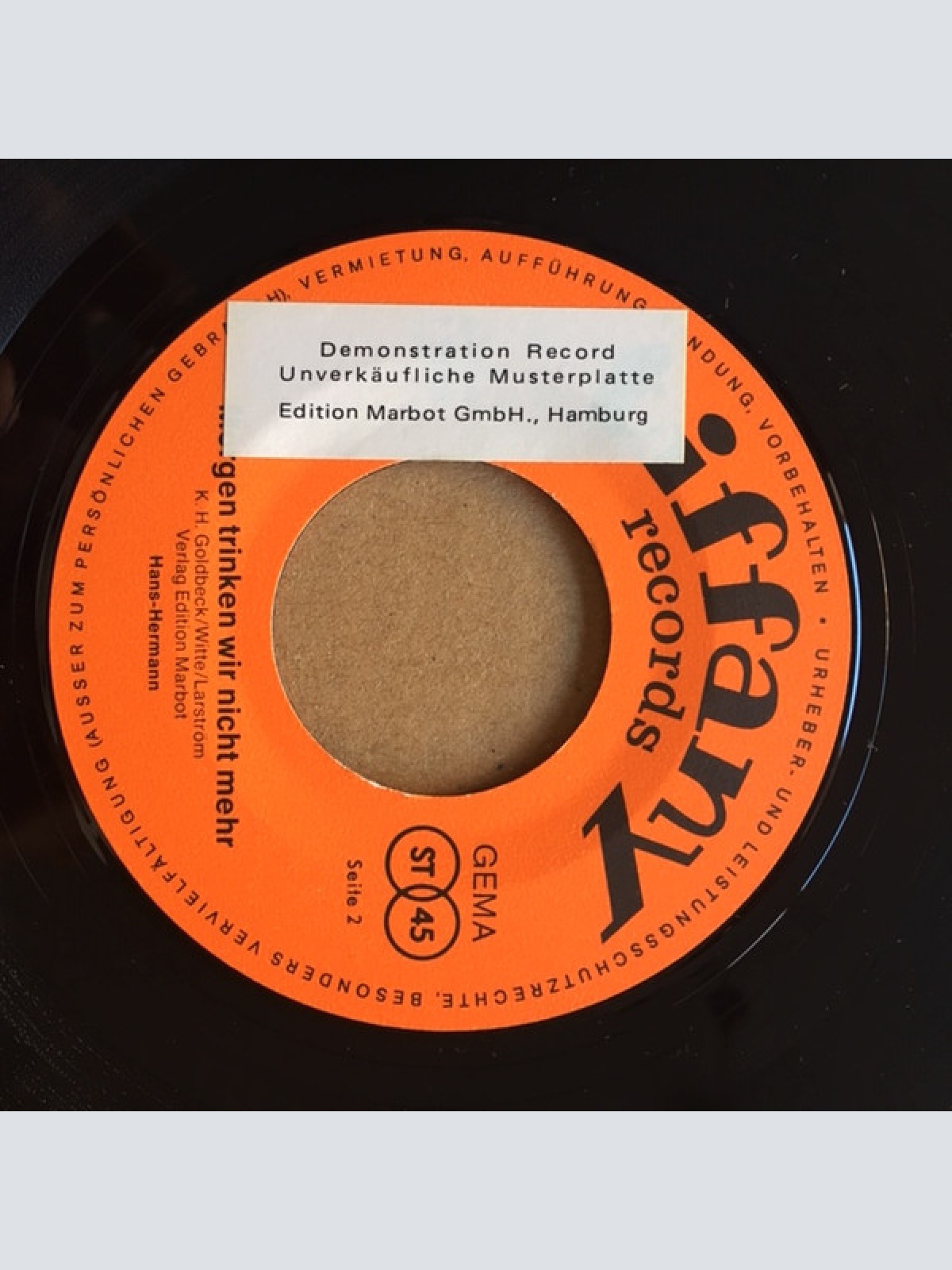 Vinyl / Hans-Hermann - Hey, Schönes Kind / Morgen Trinken Wir Nicht Mehr