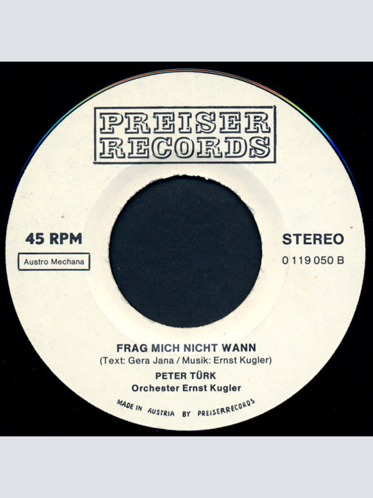 Vinyl / Peter Türk - Der Schönste Mann Von Wien / Frag Mich Nicht Wann