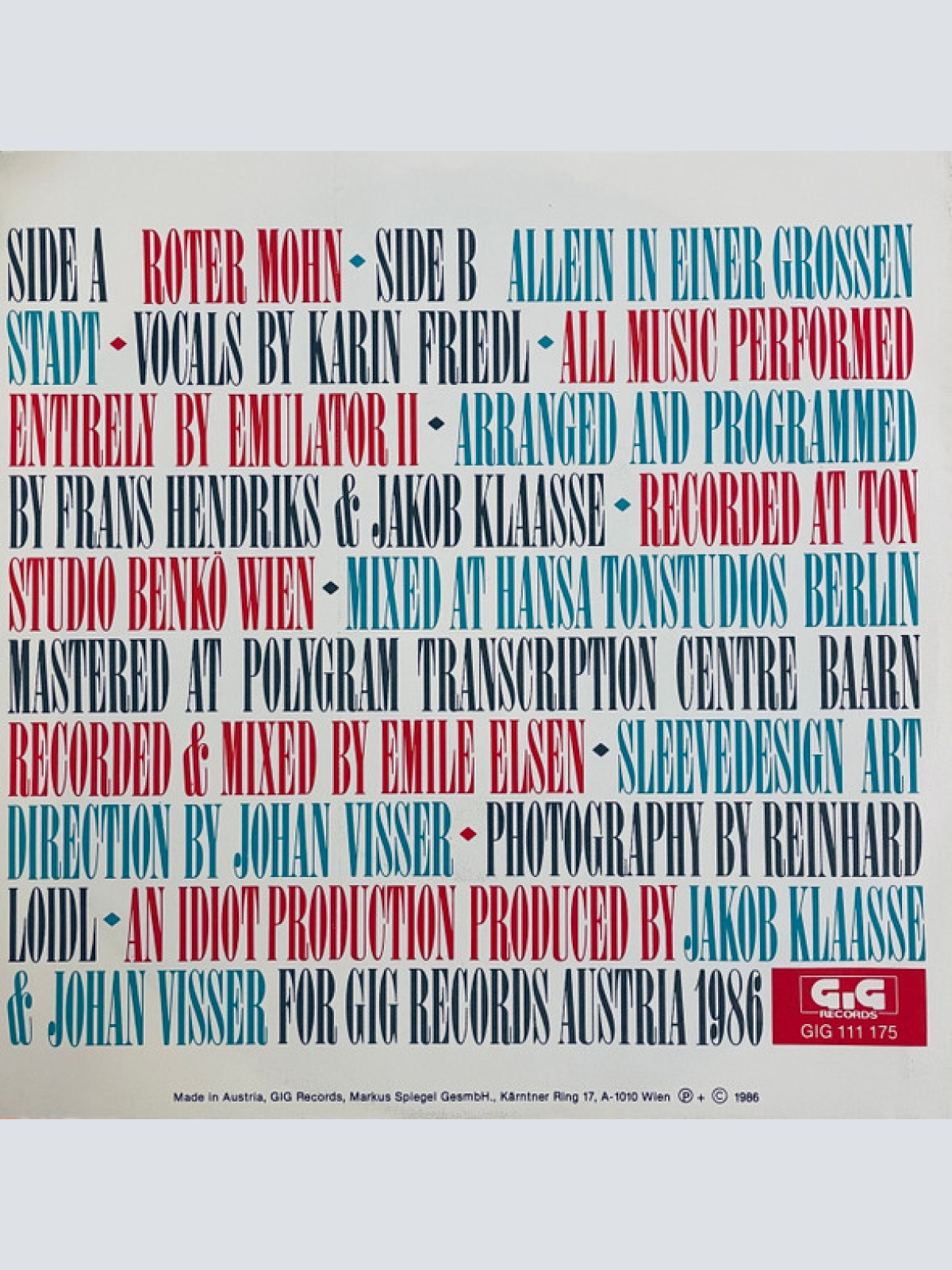 Vinyl / Karin* - Roter Mohn