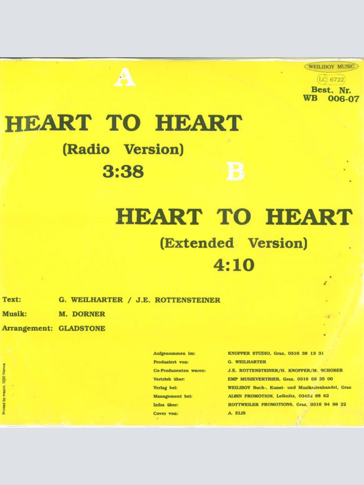 Vinyl / Gladstone (5) - Heart To Heart
