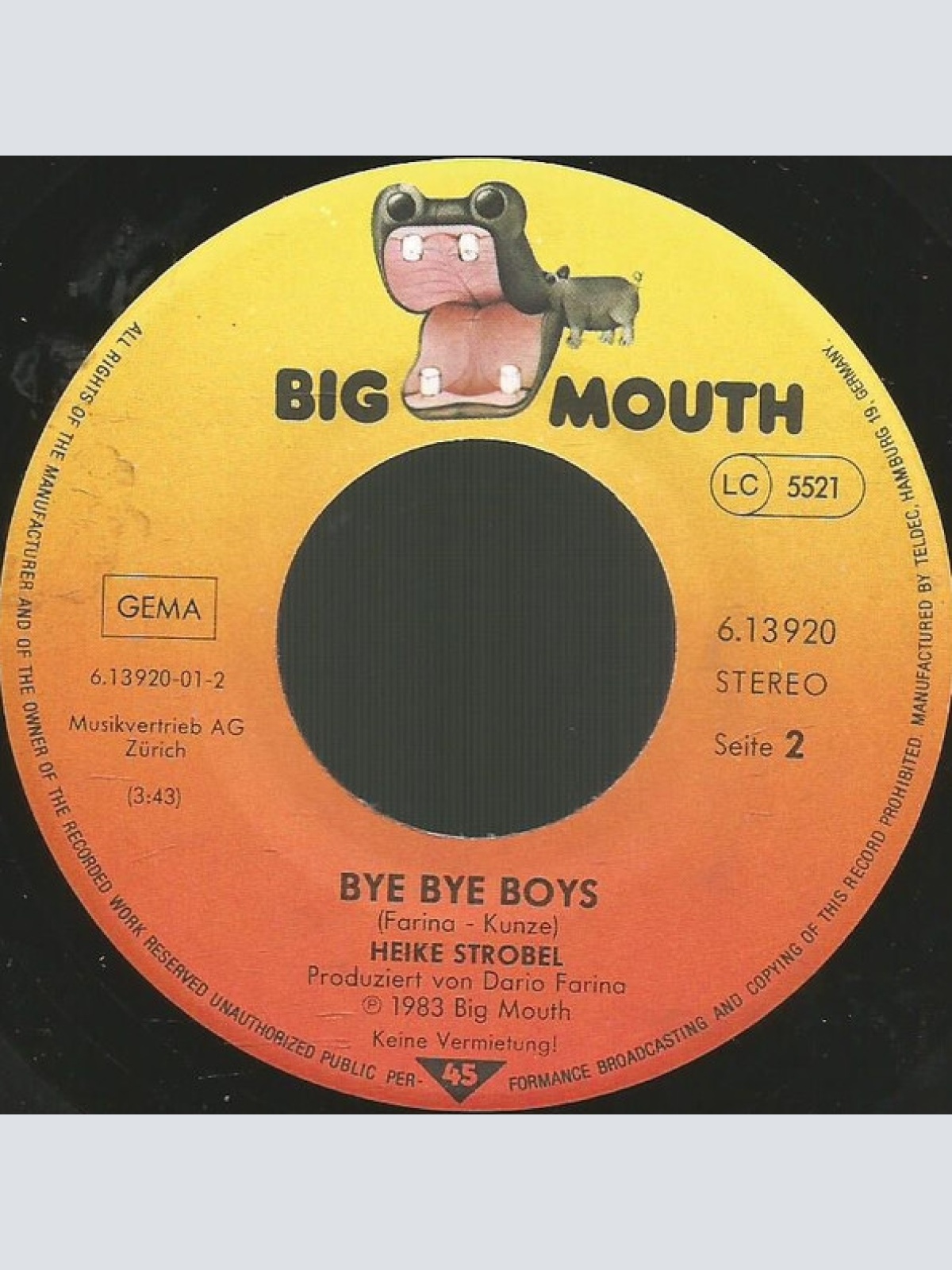 Vinyl / Heike Strobel - Geh Amigo Geh