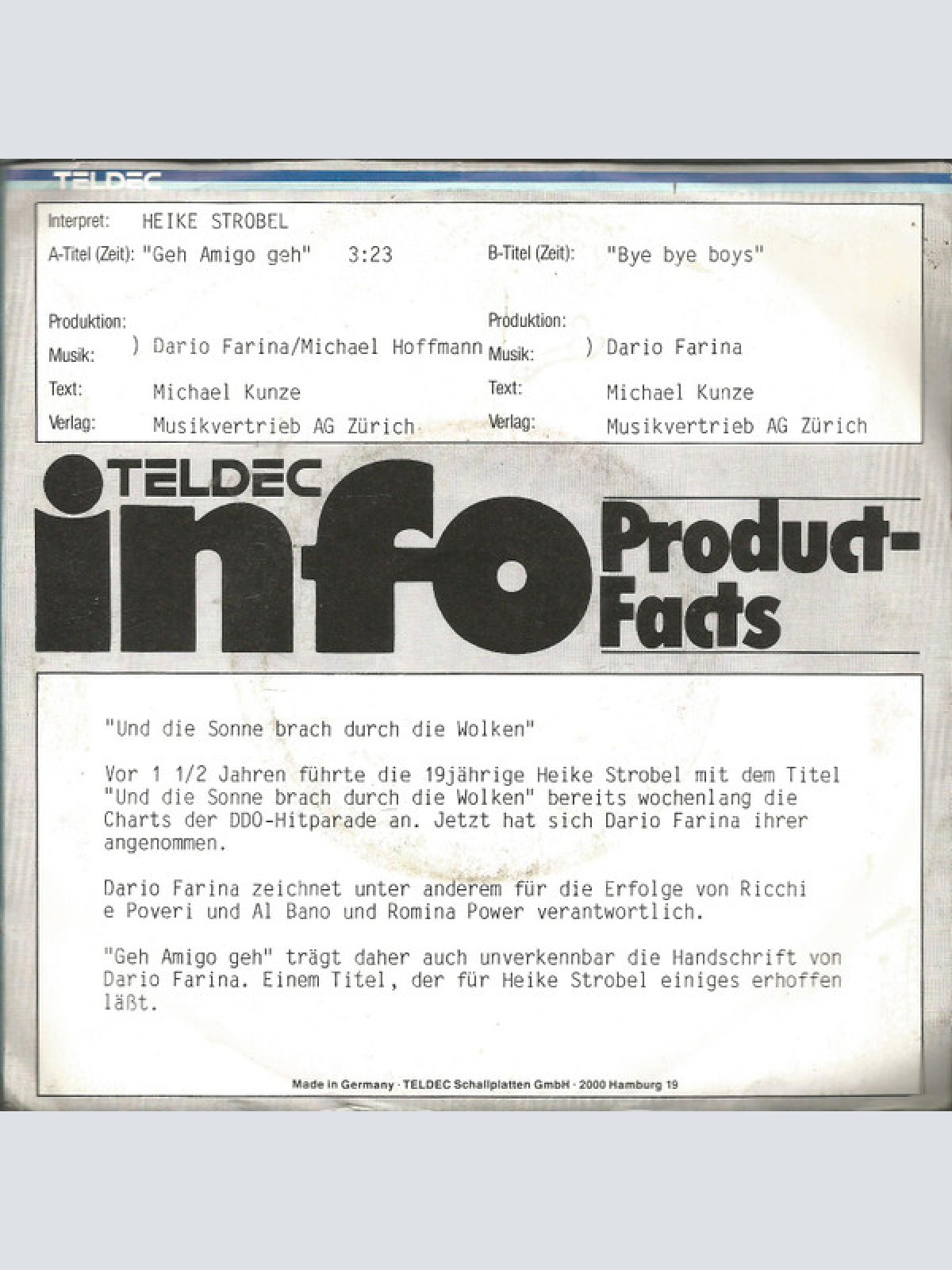 Vinyl / Heike Strobel - Geh Amigo Geh