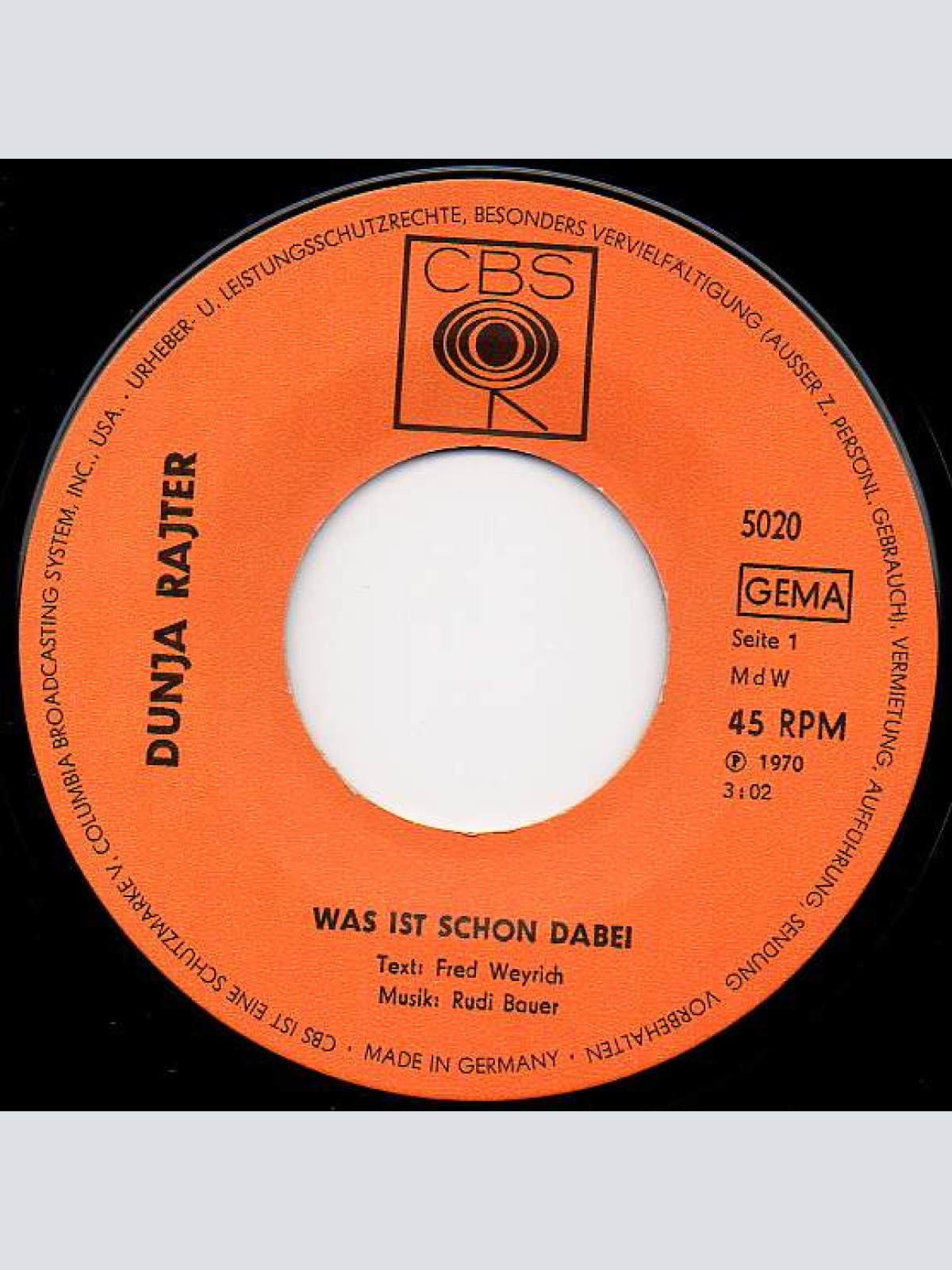 Vinyl / Dunja Rajter - Was Ist Schon Dabei