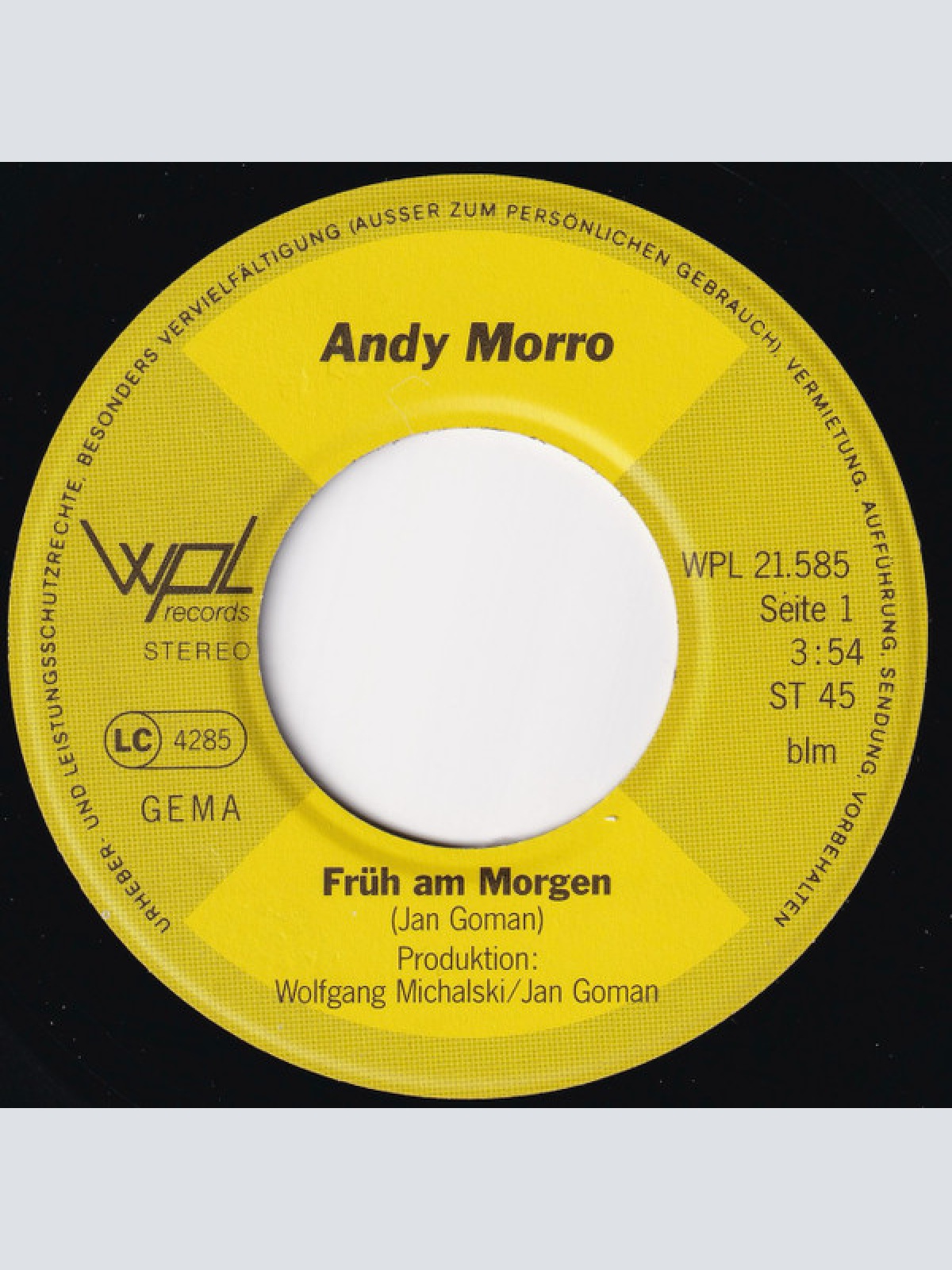Vinyl / Andy Morro - Früh Am Morgen
