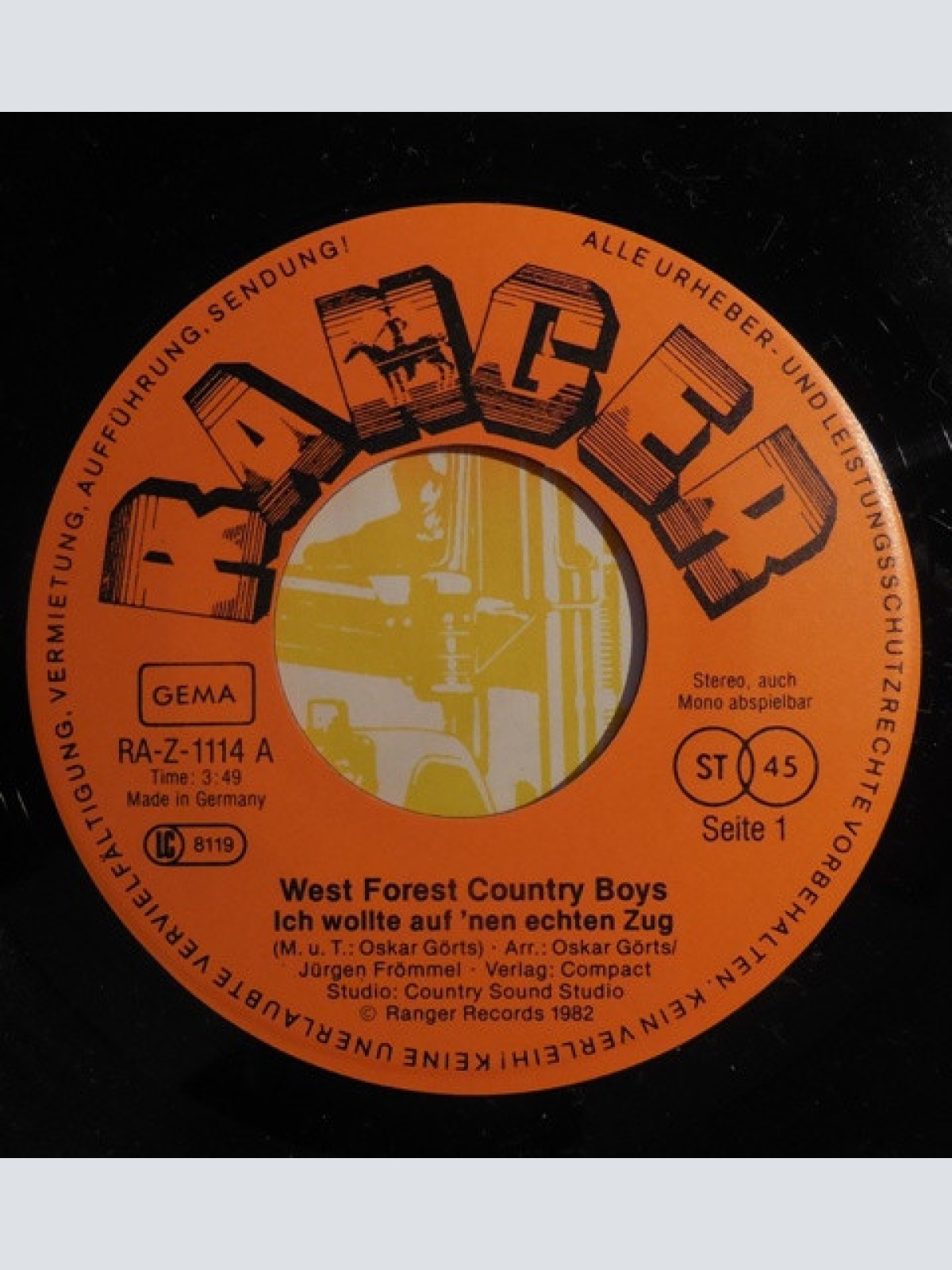 Vinyl / West Forest Country Boys - Ich Wollte Auf `Nen Echten Zug