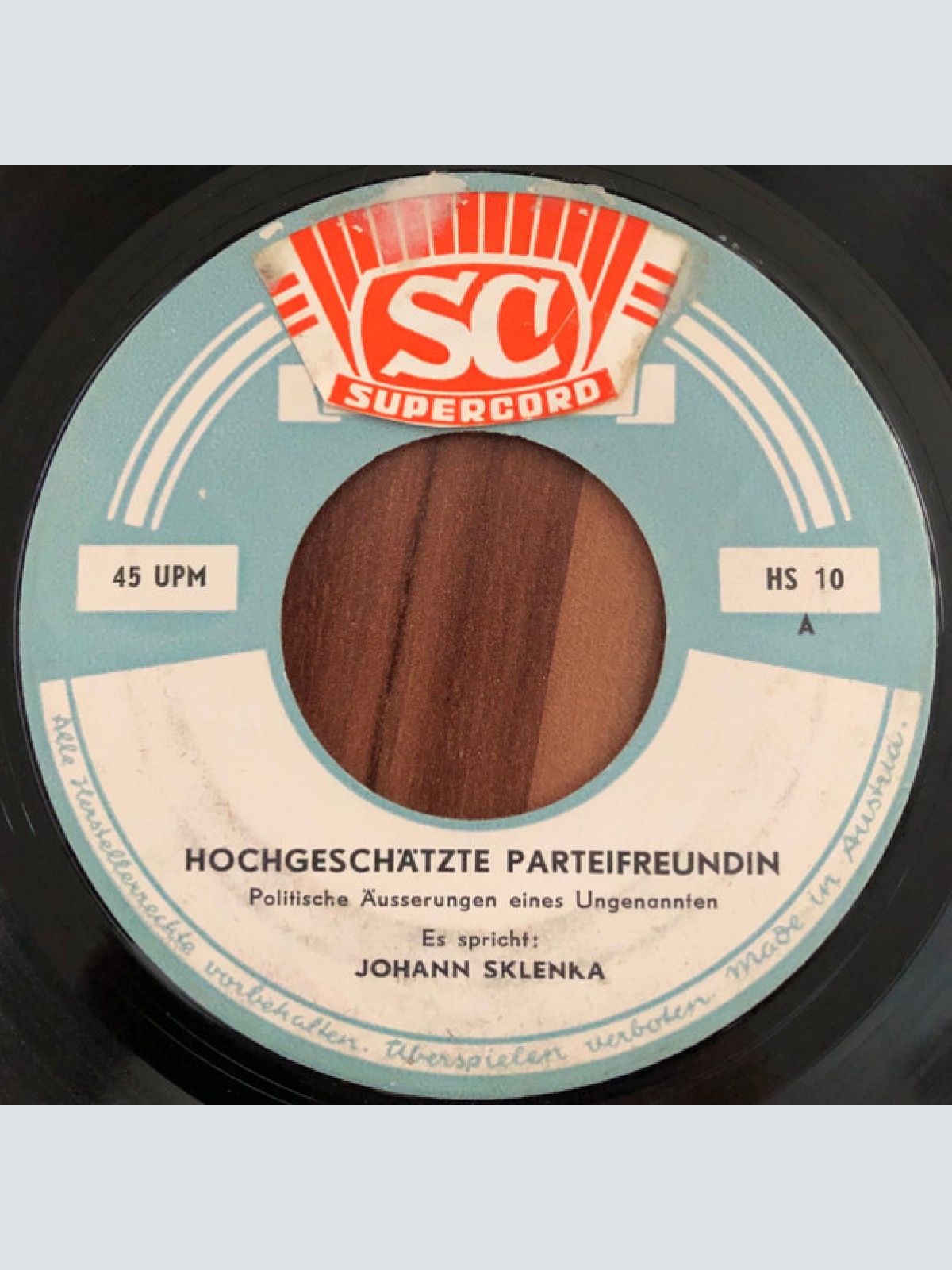 Vinyl / Johann Sklenka - Hochgeschätzte Parteifreundin