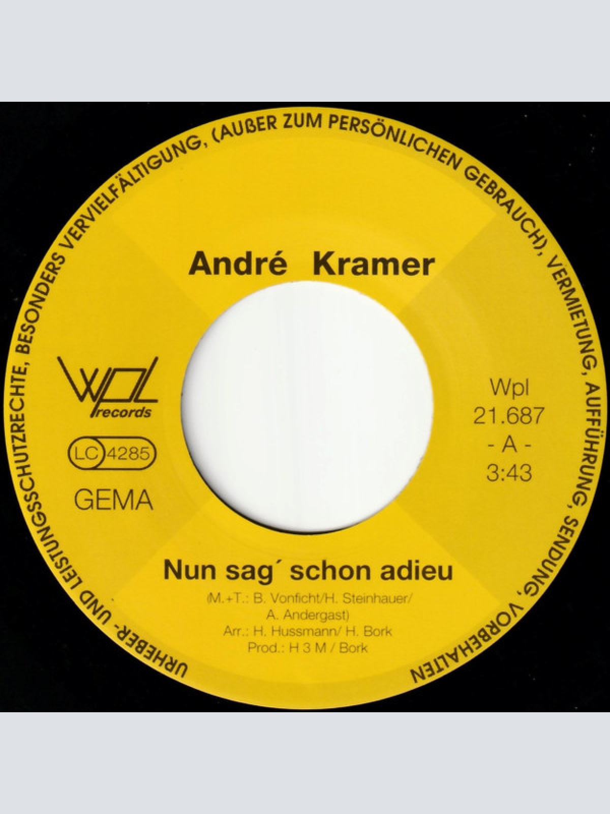 Vinyl / André Kramer (2) - Nun Sag' Schon Adieu