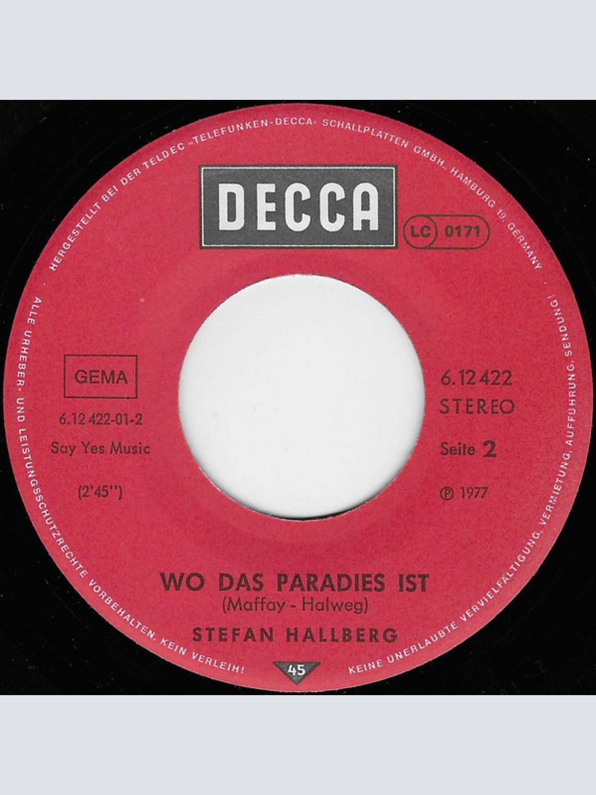 Vinyl / Stefan Hallberg - Mandy