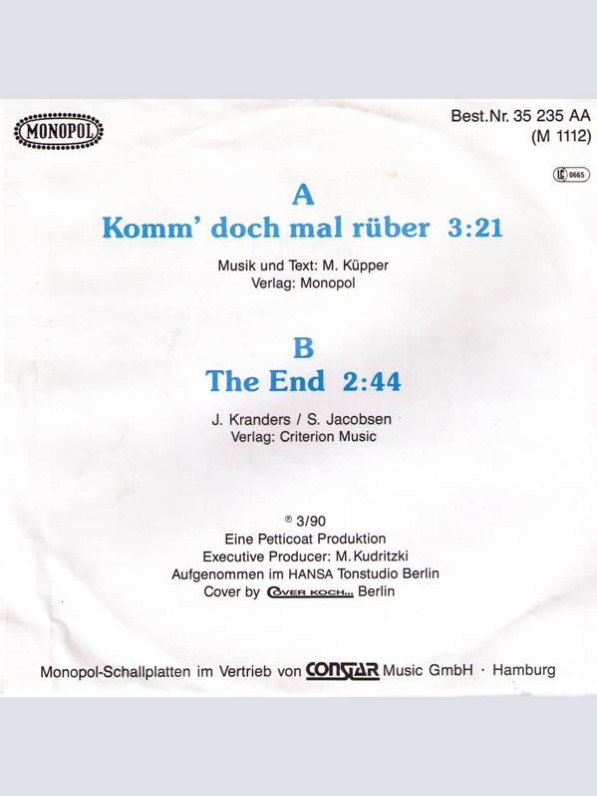 Vinyl / Petticoat - Komm' Doch Mal Rüber / The End