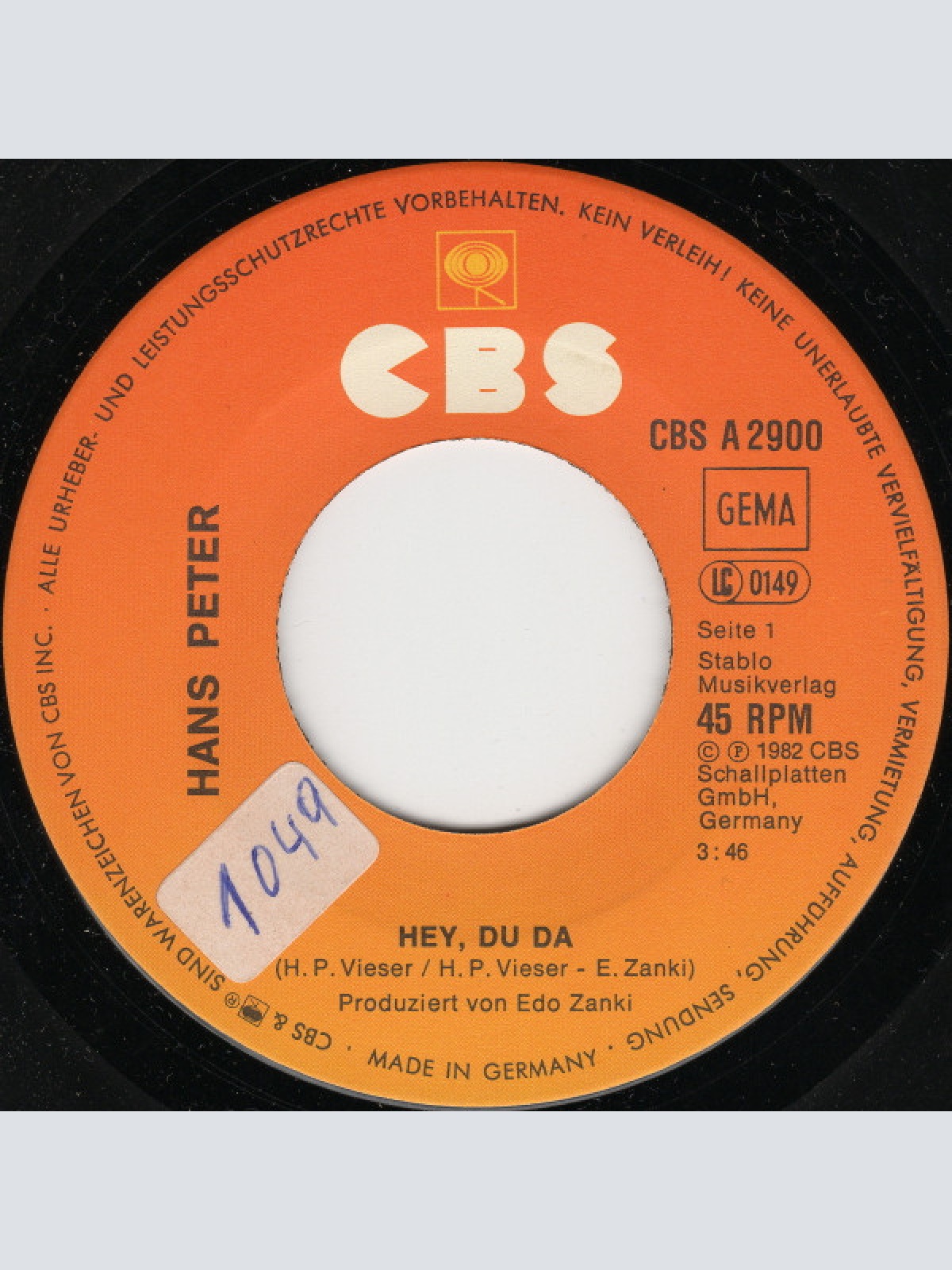 Vinyl / Hans Peter - Hey, Du Da