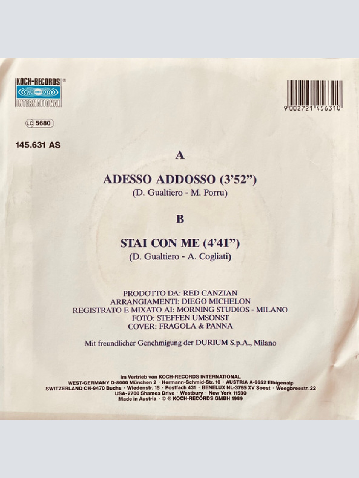 Vinyl / Delia Gualtiero - Adesso Addosso