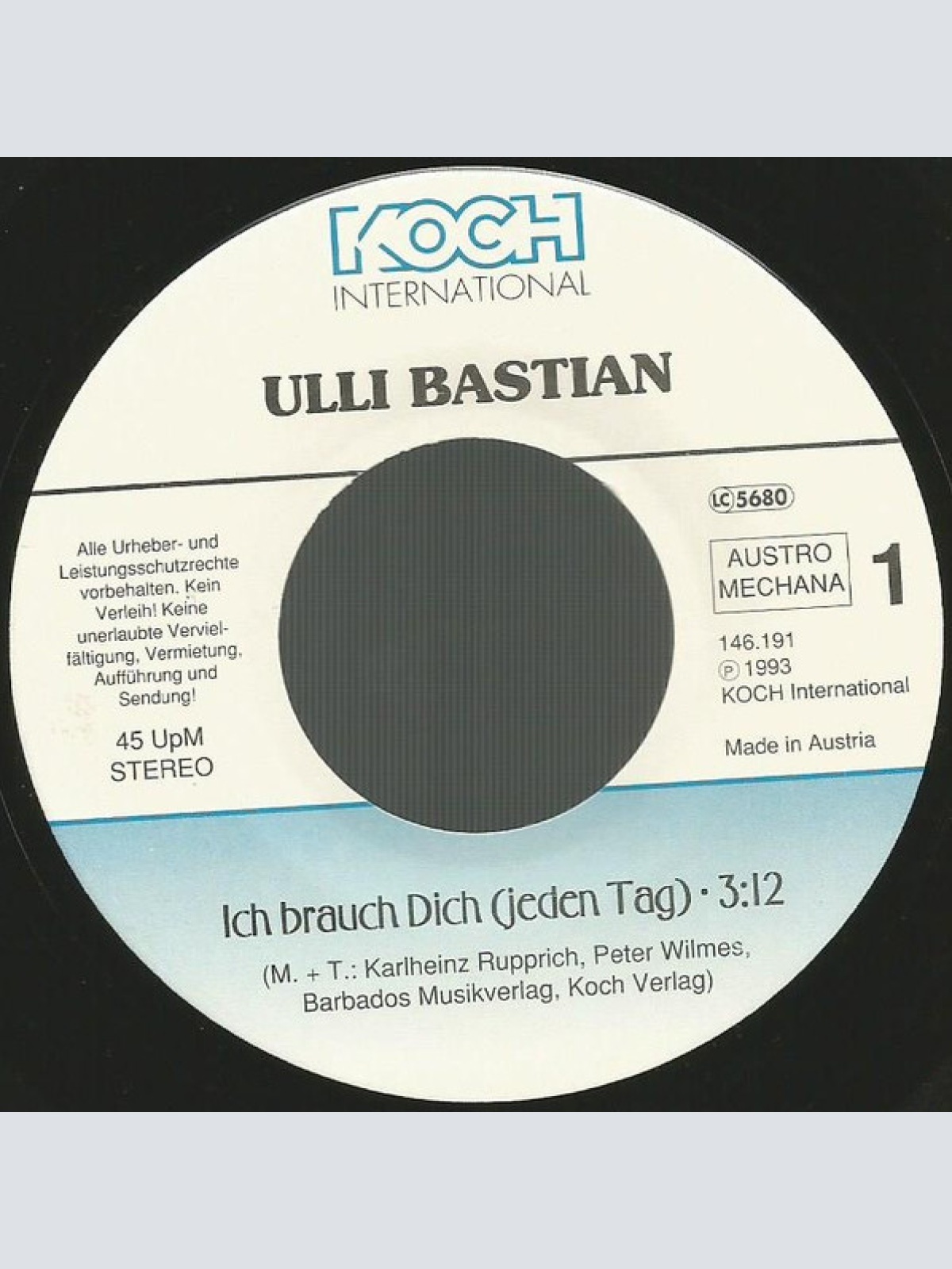 Vinyl / Ulli Bastian - Ich Brauch Dich (Jeden Tag)