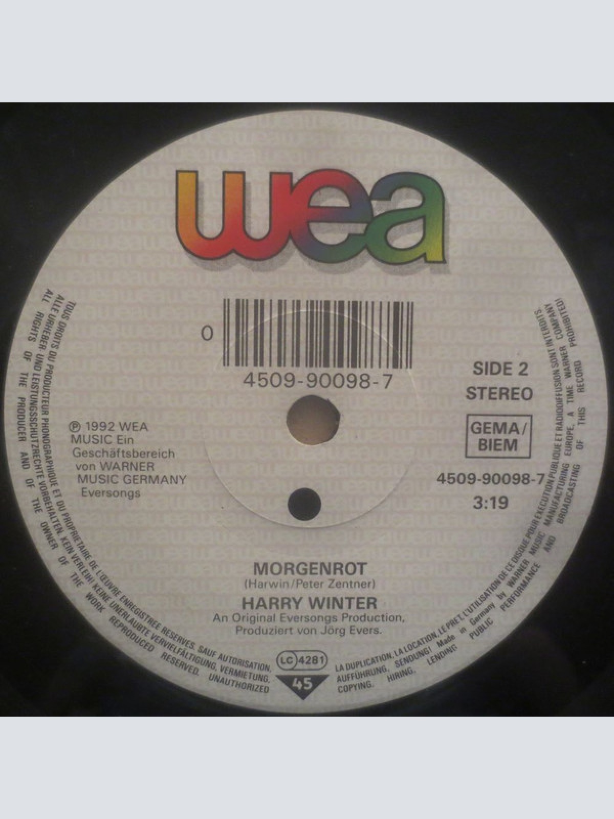 Vinyl / Harry Winter - Diese Nacht, Heute Nacht