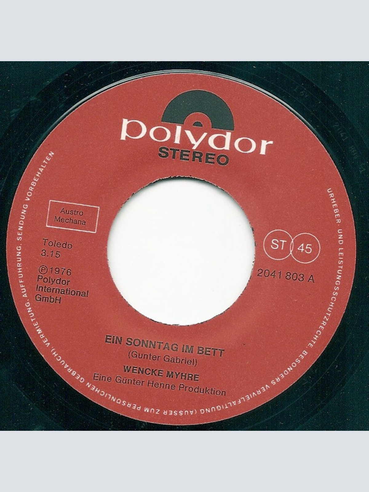 Vinyl / Wencke Myhre - Ein Sonntag Im Bett