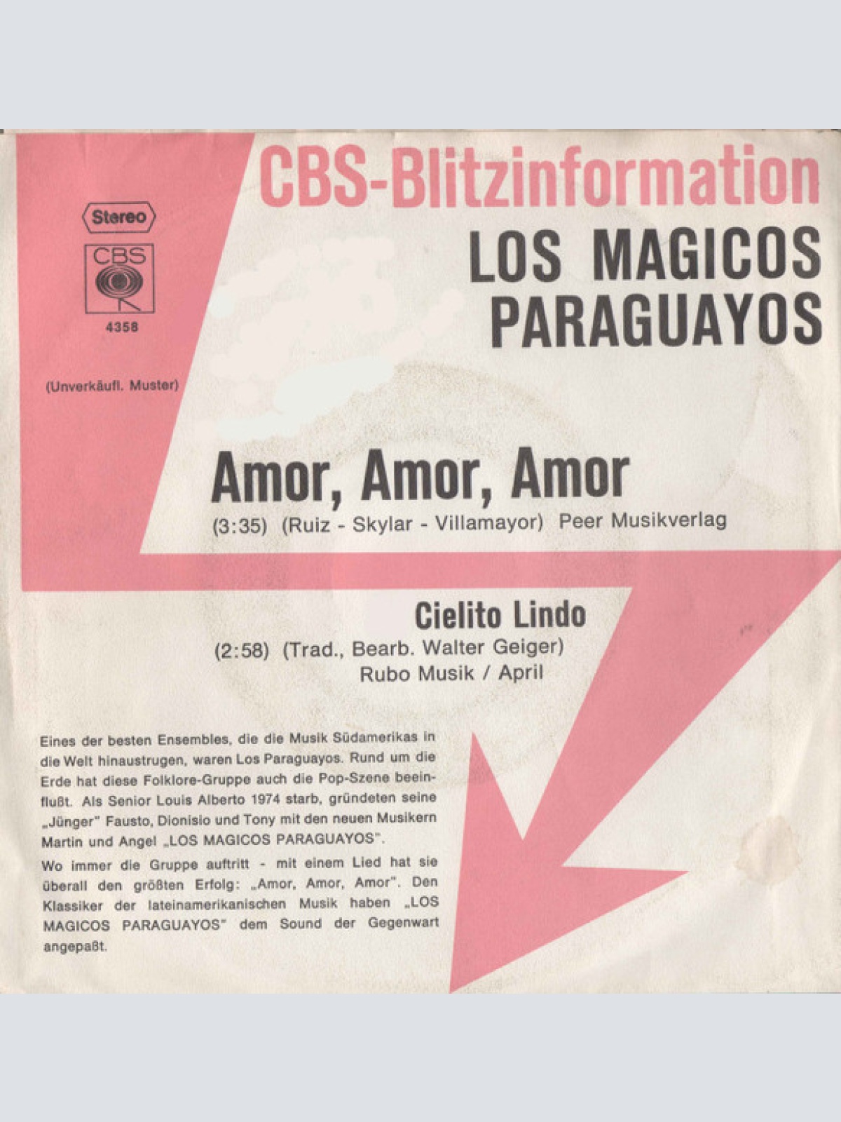 Vinyl / Los Magicos Paraguayos - Amor, Amor, Amor
