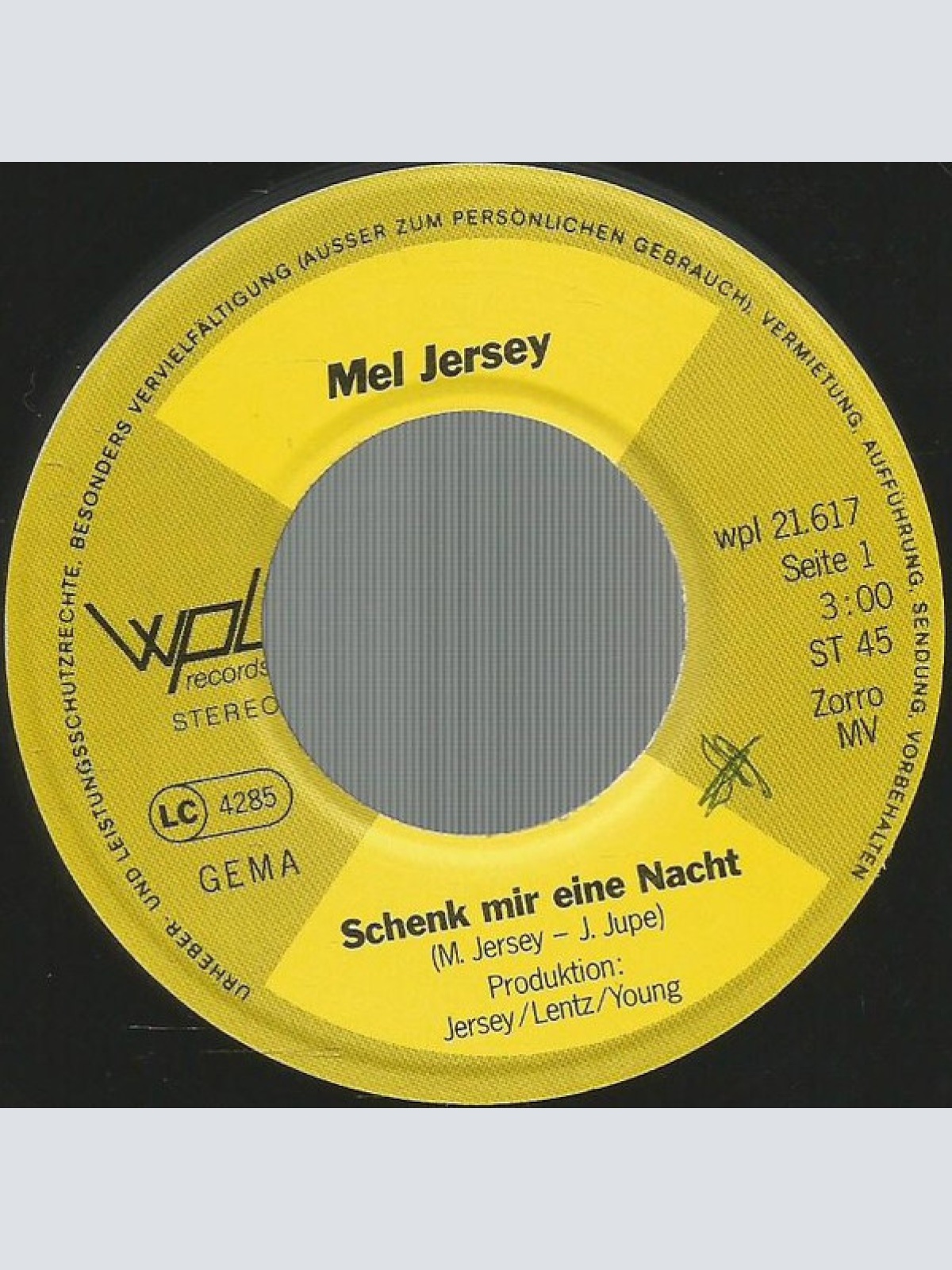 Vinyl / Mel Jersey - Schenk Mir Eine Nacht