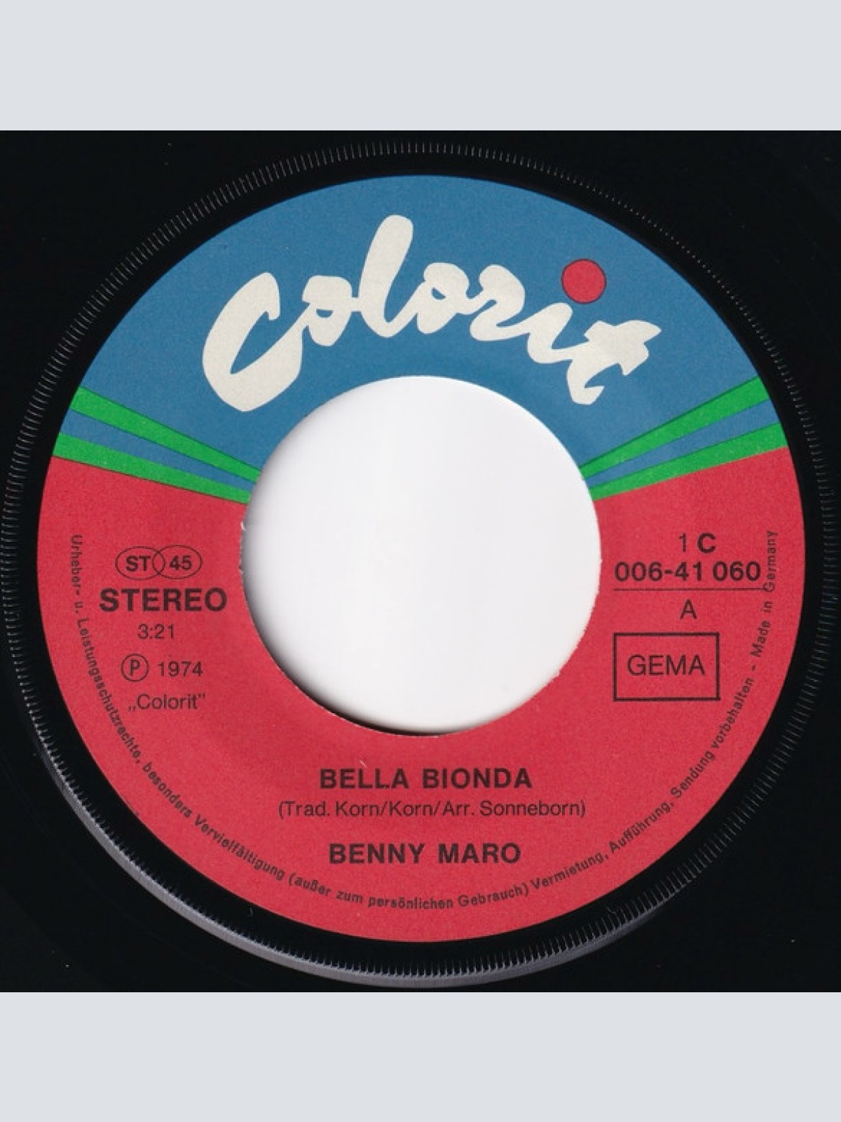 Vinyl / Benny Maro - Bella Bionda