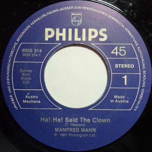 Vinyl / Manfred Mann - Ha! Ha! Said The Clown / My Name Is Jack