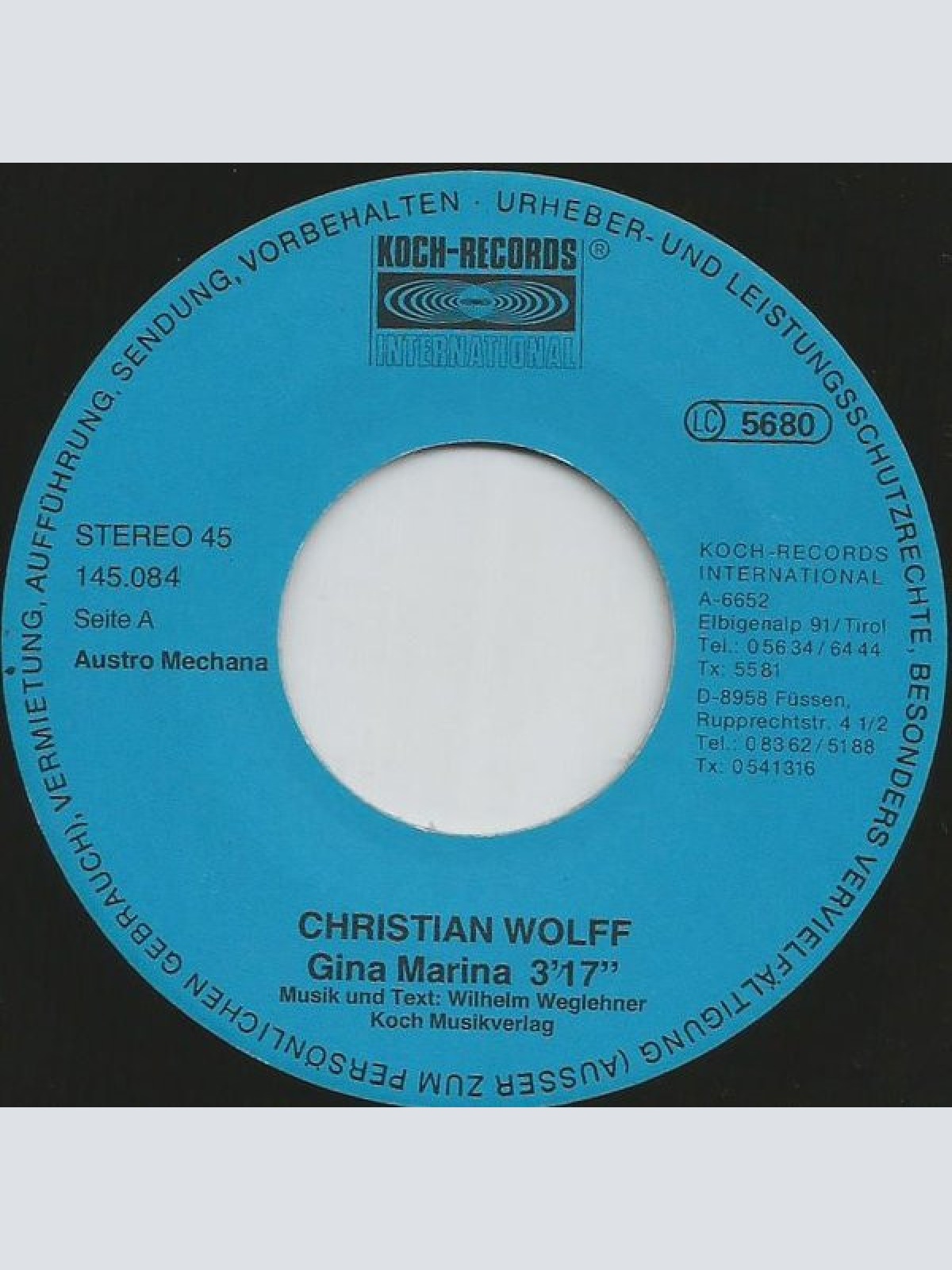 Vinyl / Christian Wolff* - Gina Marina
