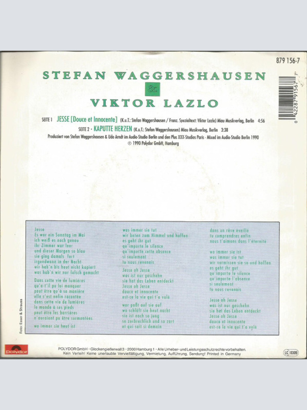 Vinyl / Stefan Waggershausen & Viktor Lazlo - Jesse (Douce Et Innocente)