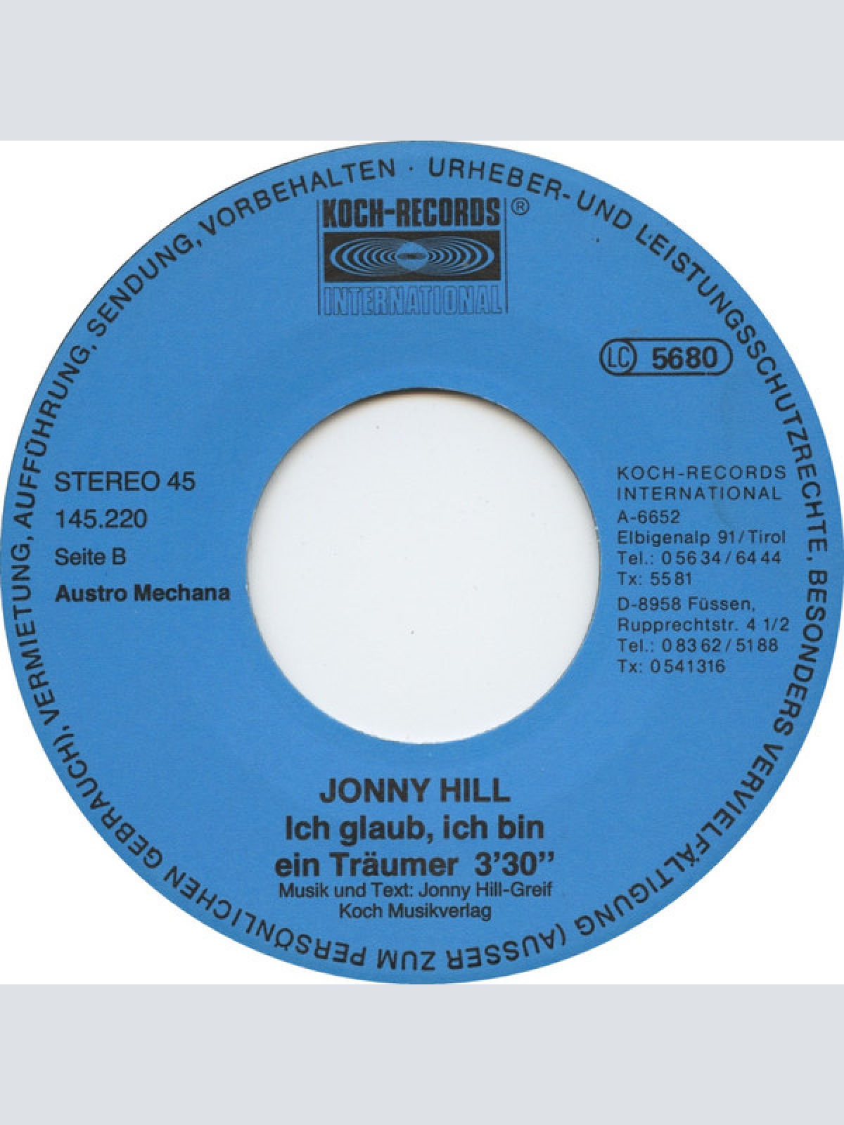 Vinyl / Jonny Hill - Hallo Teddybär