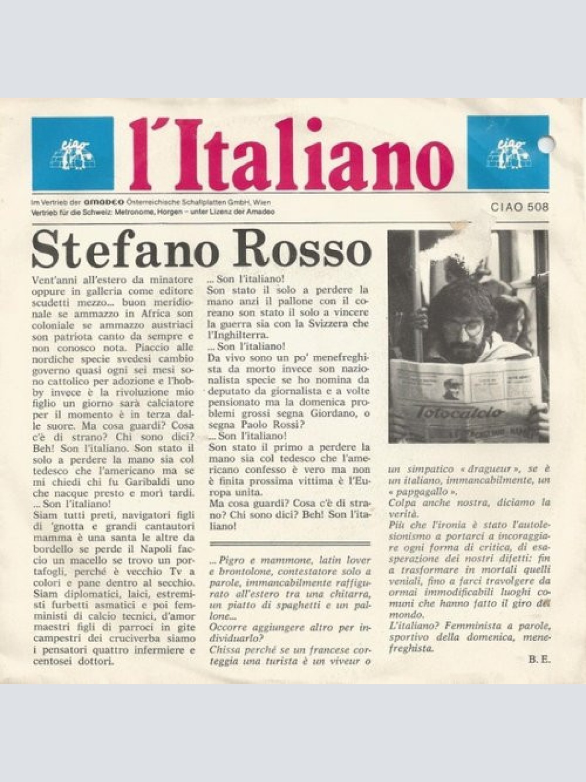 Vinyl / Stefano Rosso - L'Italiano