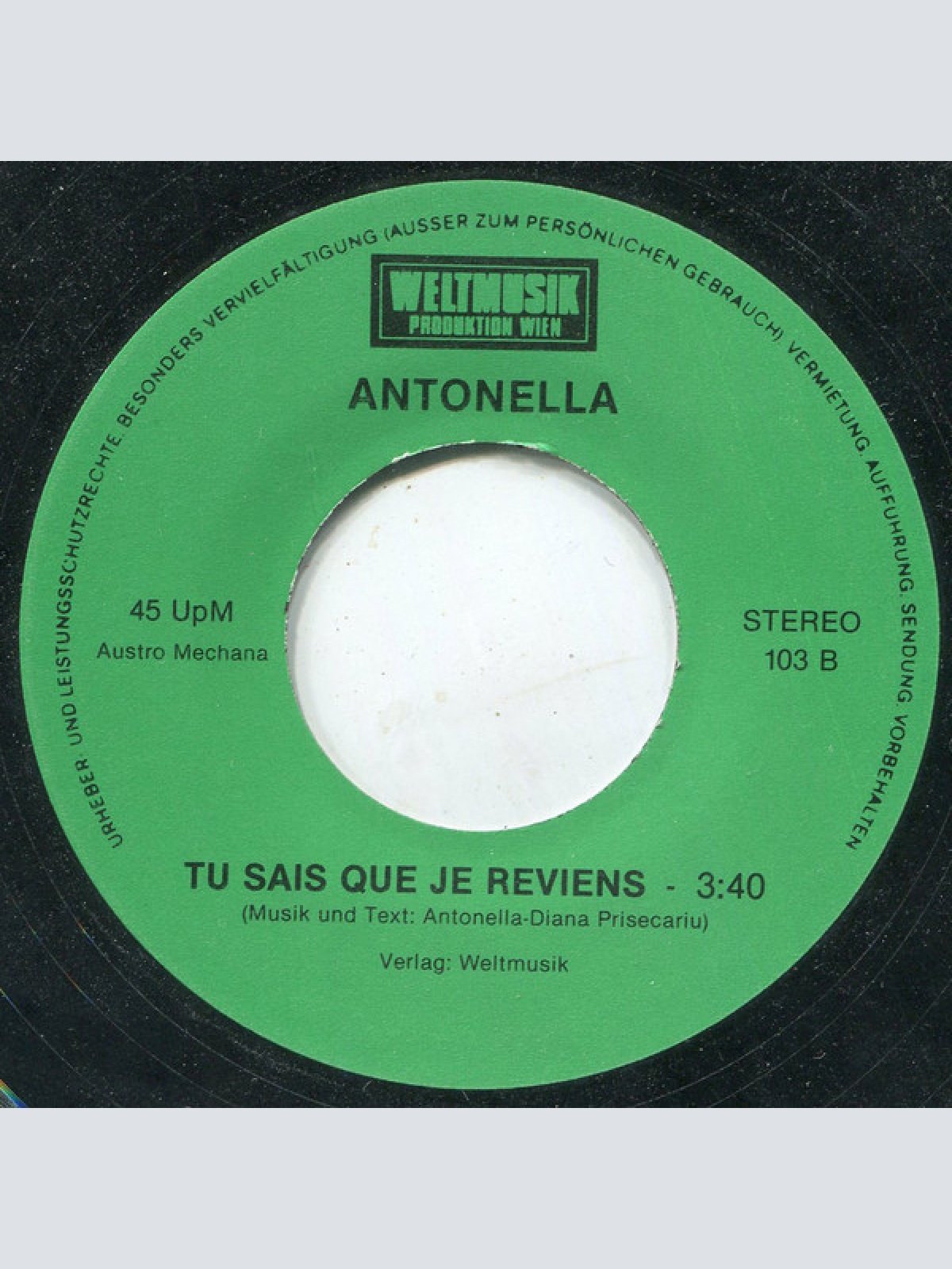 Vinyl / Antonella* - Da Gibt Es Nicht Viel Zu Verstehen / Je Sais Que Tu Reviens