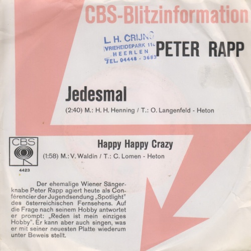 Vinyl / Peter Rapp - Jedesmal