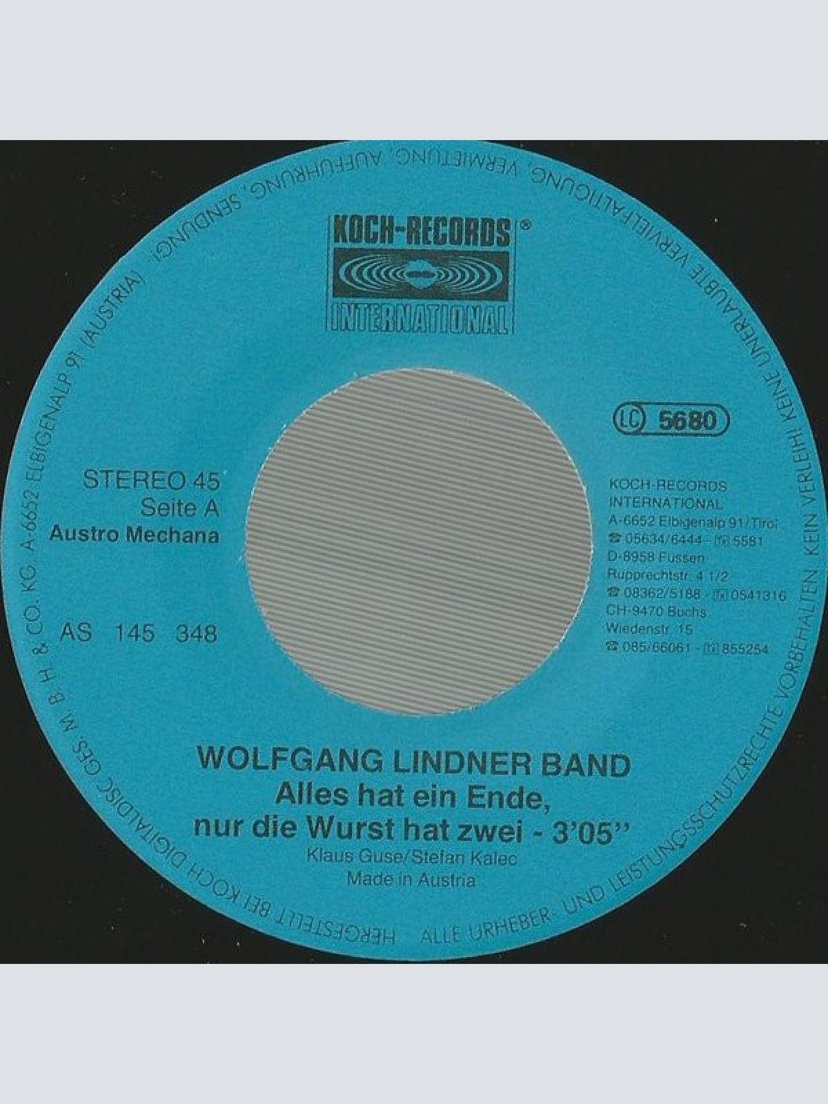Vinyl / Tiroler Nachtschwärmer & Wolfgang Lindner-Band* - Alles Hat Ein Ende....... Nur Die Wurst Hat Zwei !!