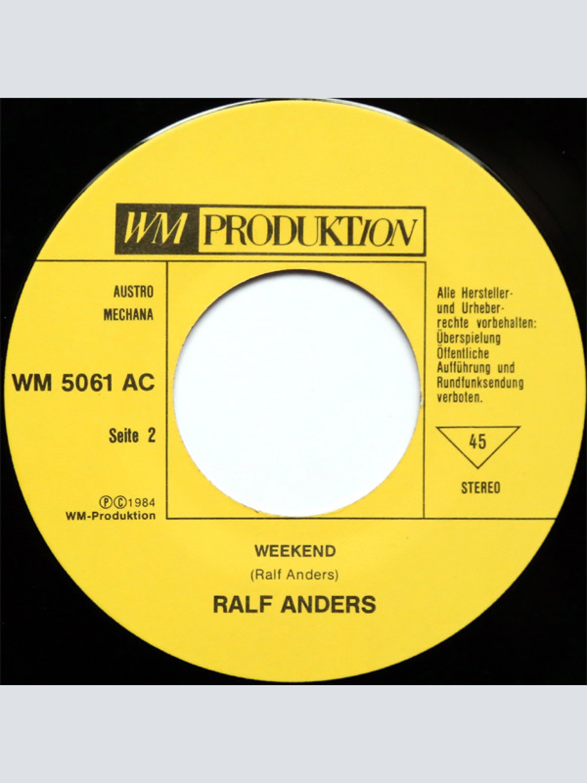 Vinyl / Ralf Anders - Mein Leben Ist Die Straße / Weekend