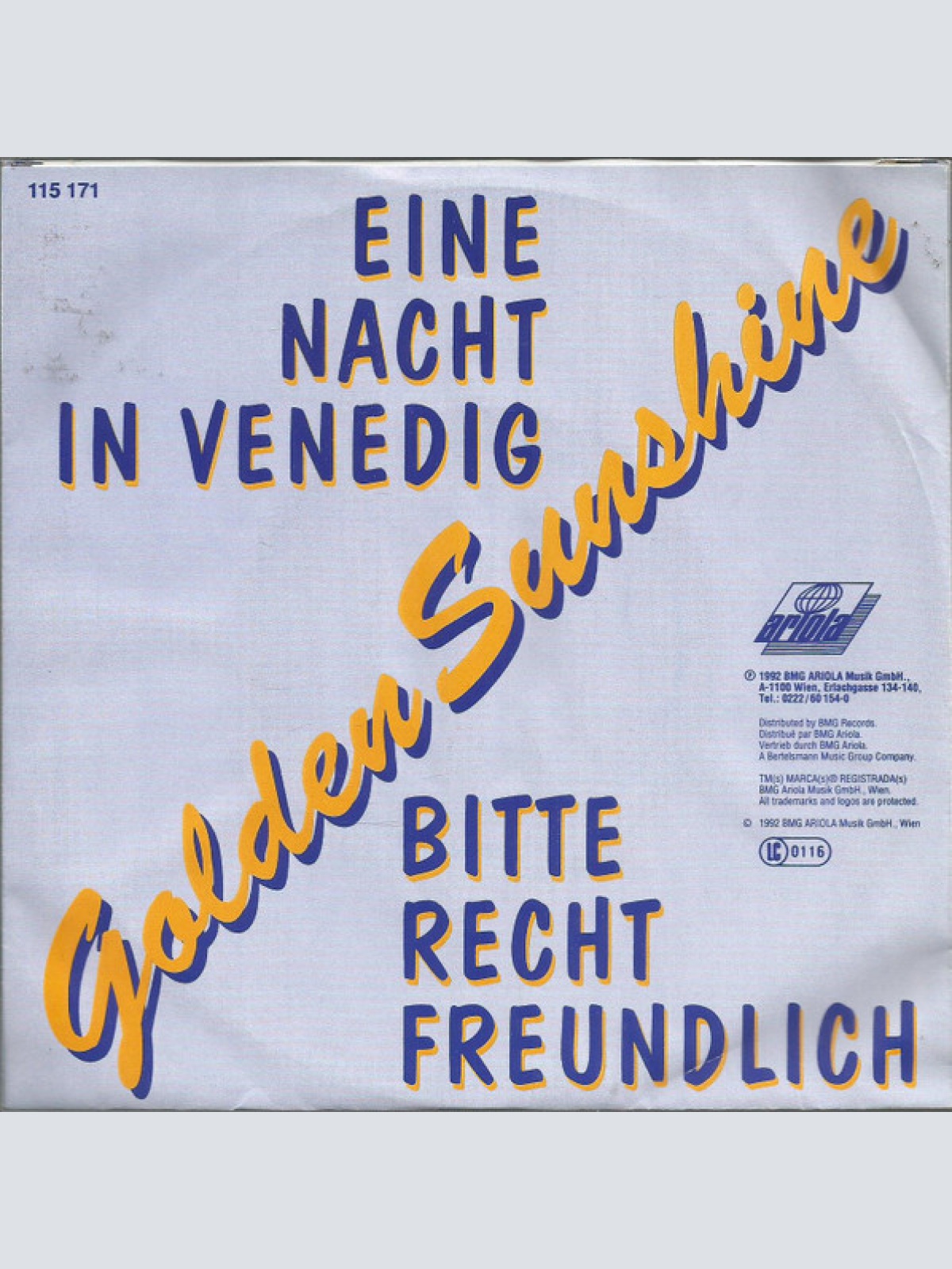 Vinyl / Golden Sunshine - Eine Nacht In Venedig / Bitte Recht Freundlich