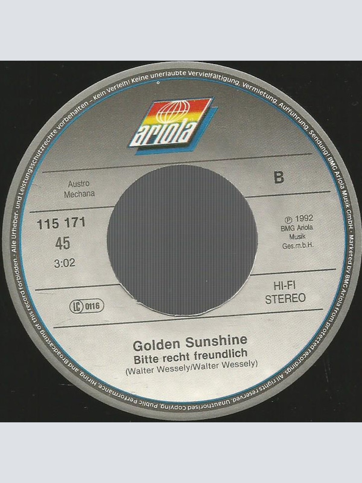 Vinyl / Golden Sunshine - Eine Nacht In Venedig / Bitte Recht Freundlich