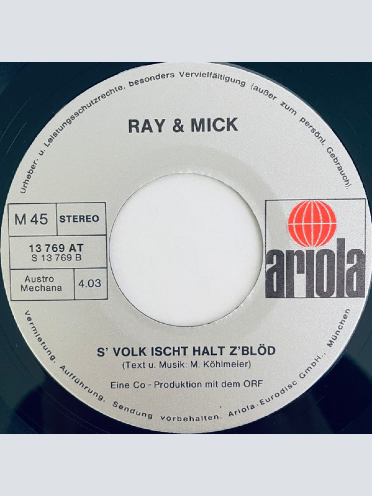 Vinyl / Ray & Mick - Oho Vorarlberg